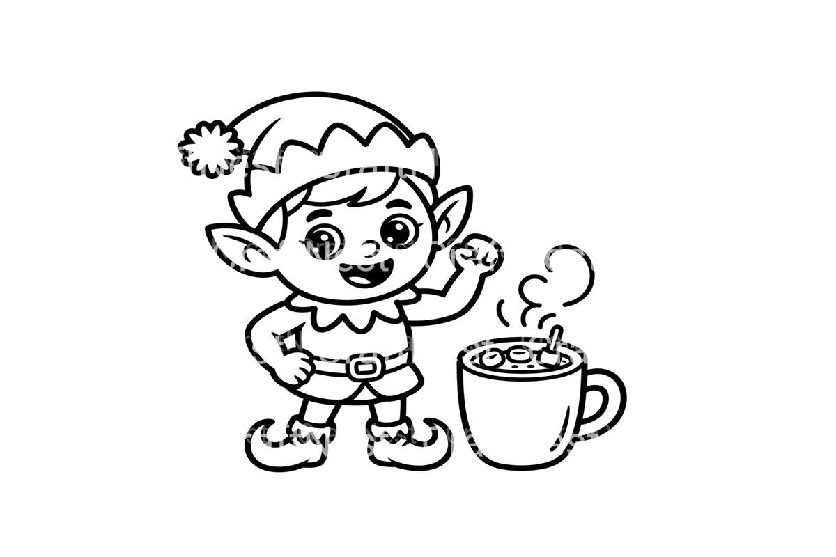 Christmas Elf with Hot Cocoa Coloring Books