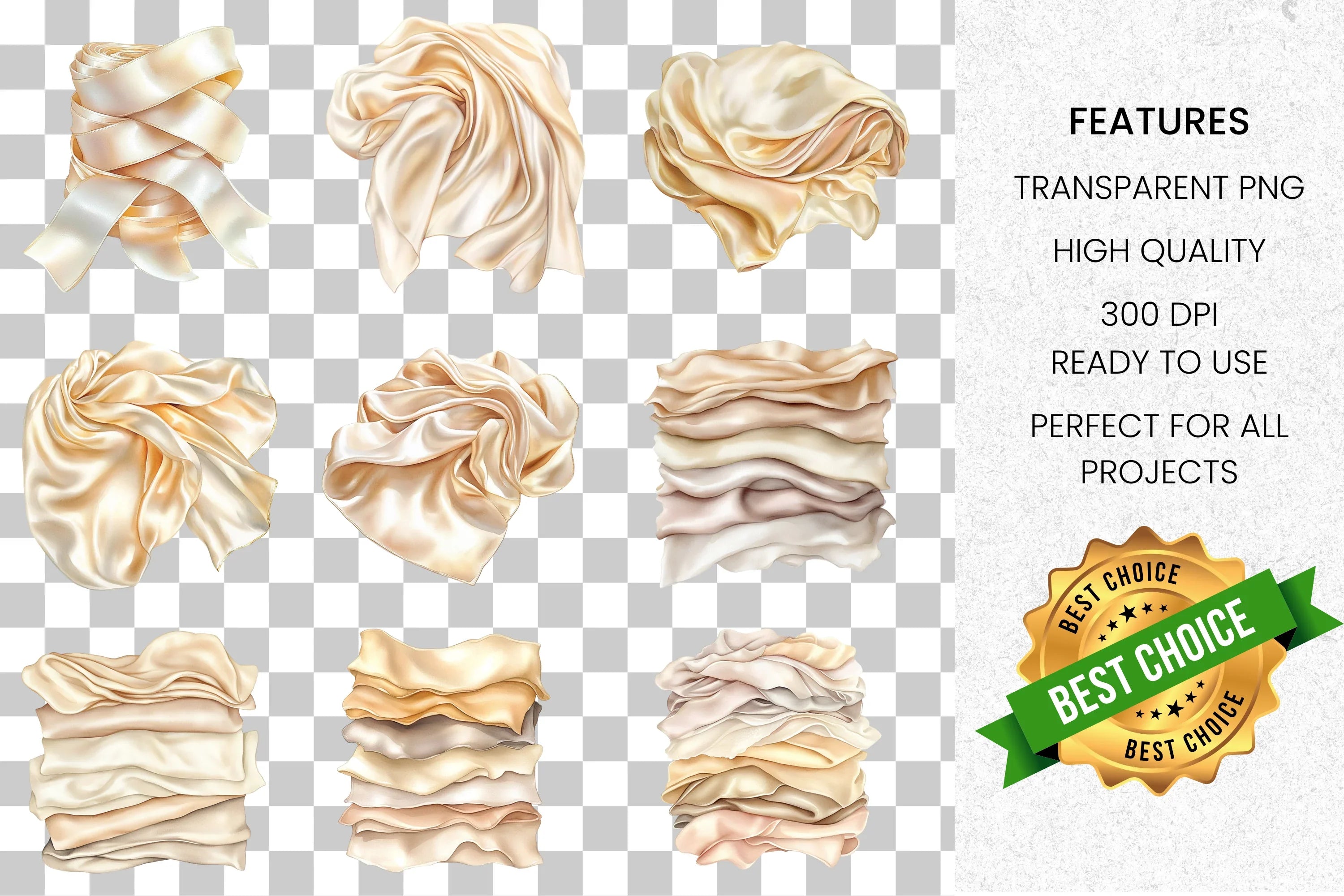 Elegant Fabric Bows Clipart Bundle