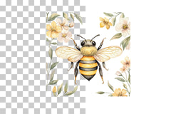 Folk Art Bee with Florals Clipart Bundle - CraftNest - Digital Crafting and Art