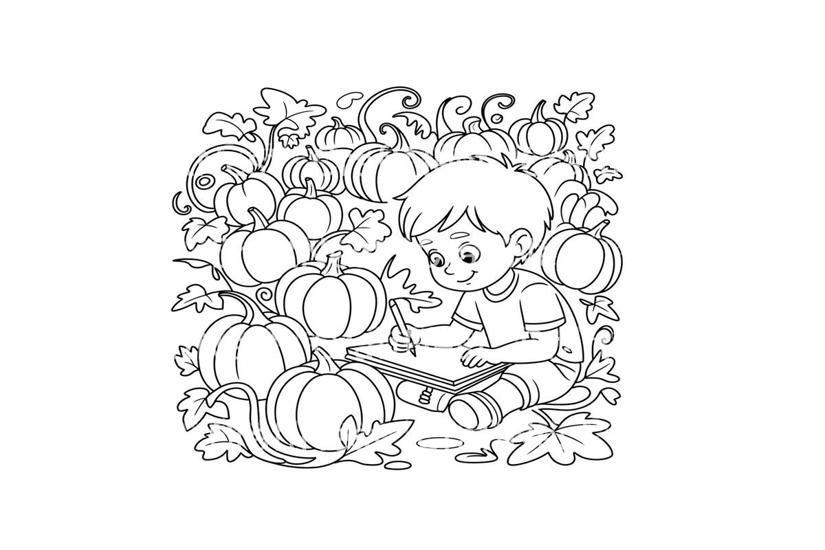 Kids Painting Autumn Leaves Coloring Books