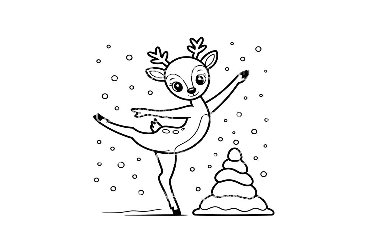 Cute Reindeer Winter Coloring Books