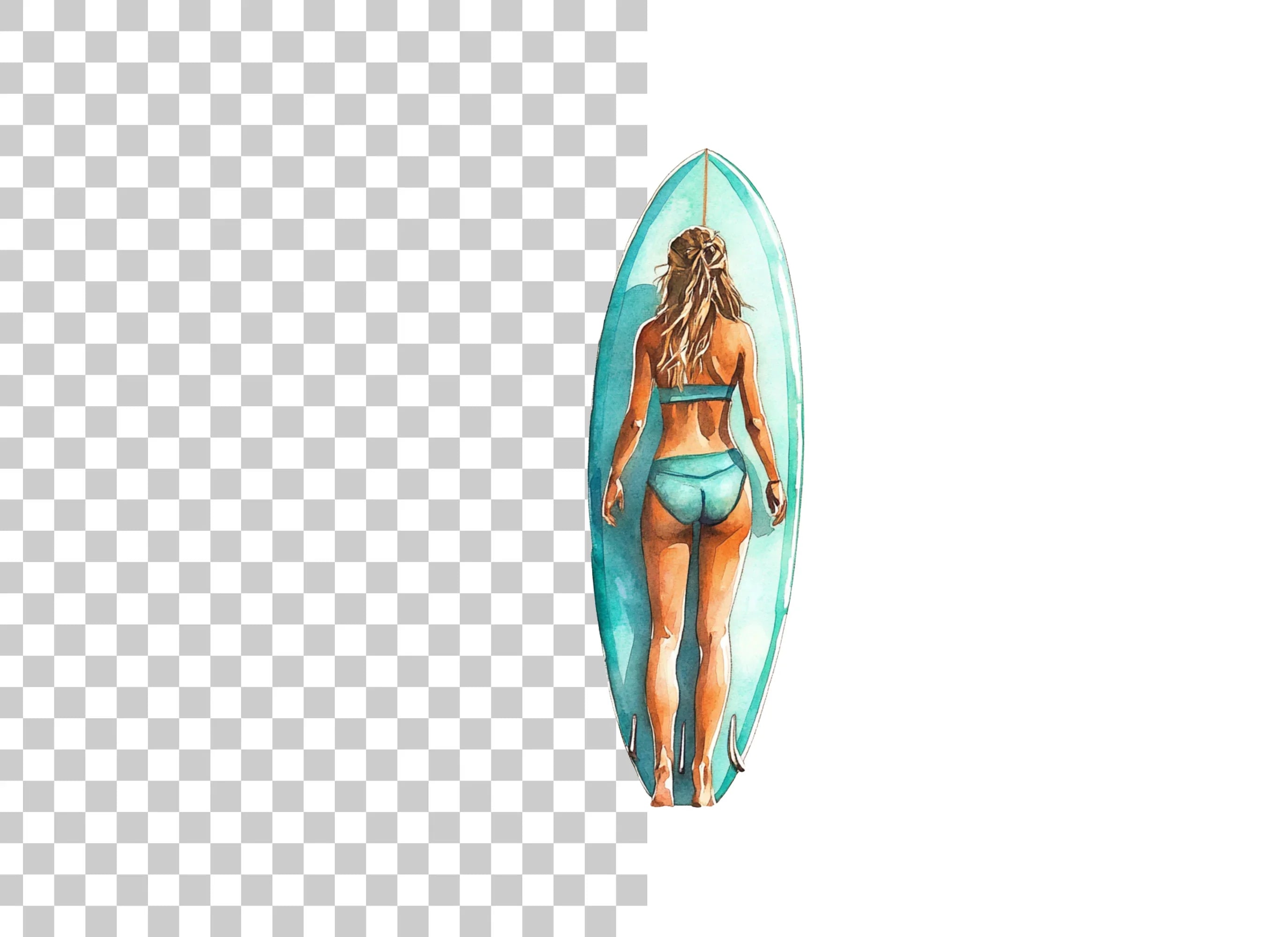 Female Surfer on Board Clipart Bundle