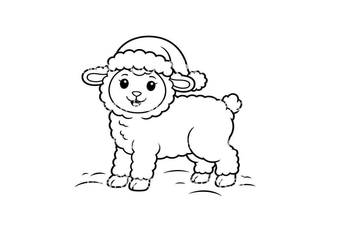 Cute Lambs Christmas Coloring Books