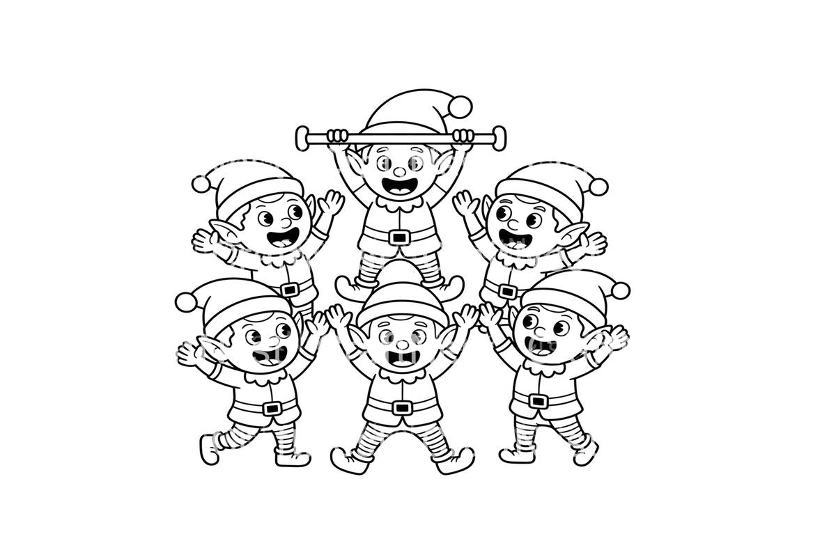 Festive Christmas Elves Coloring Books