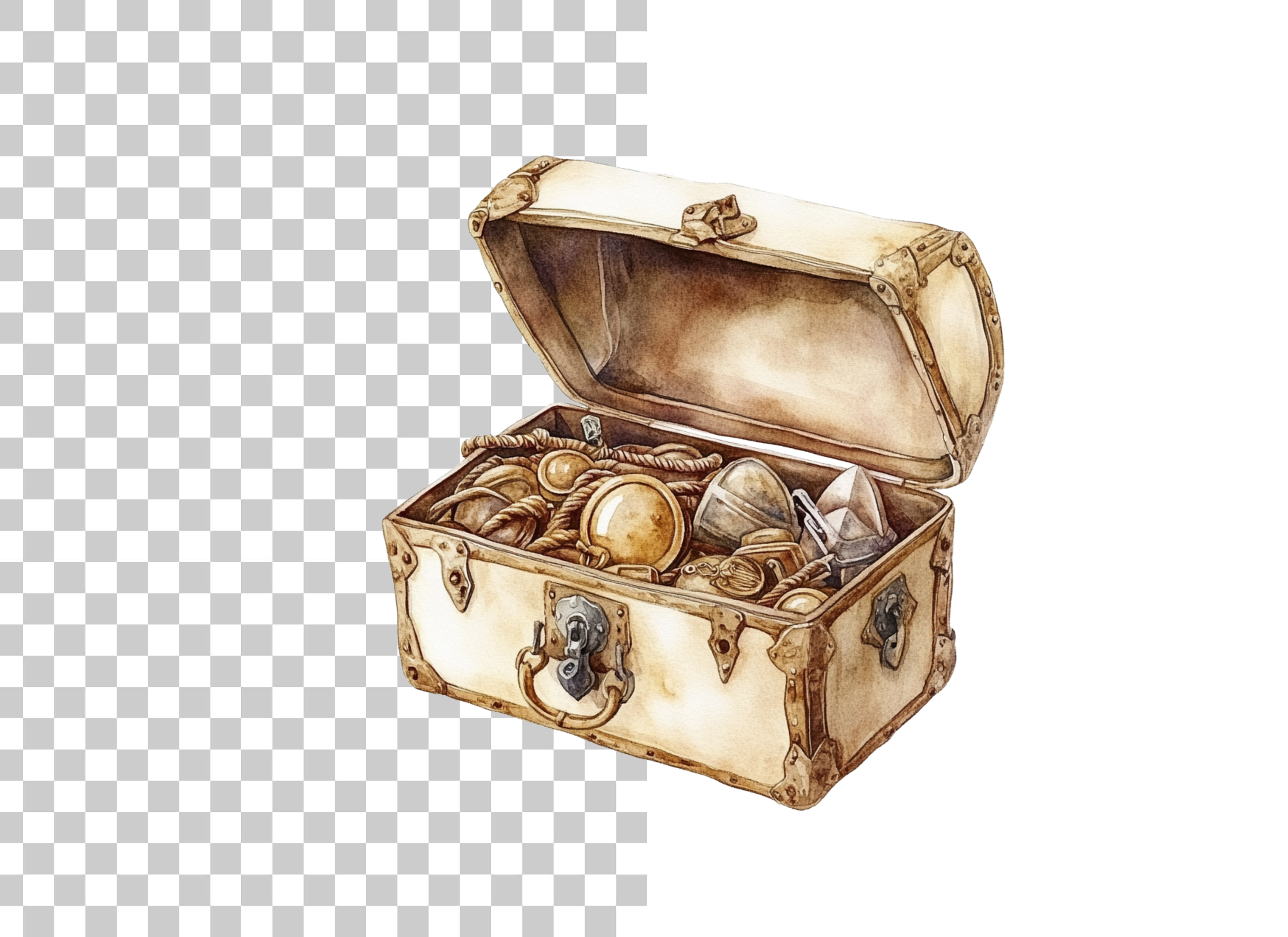 Open Treasure Chest Gold Clipart Bundle