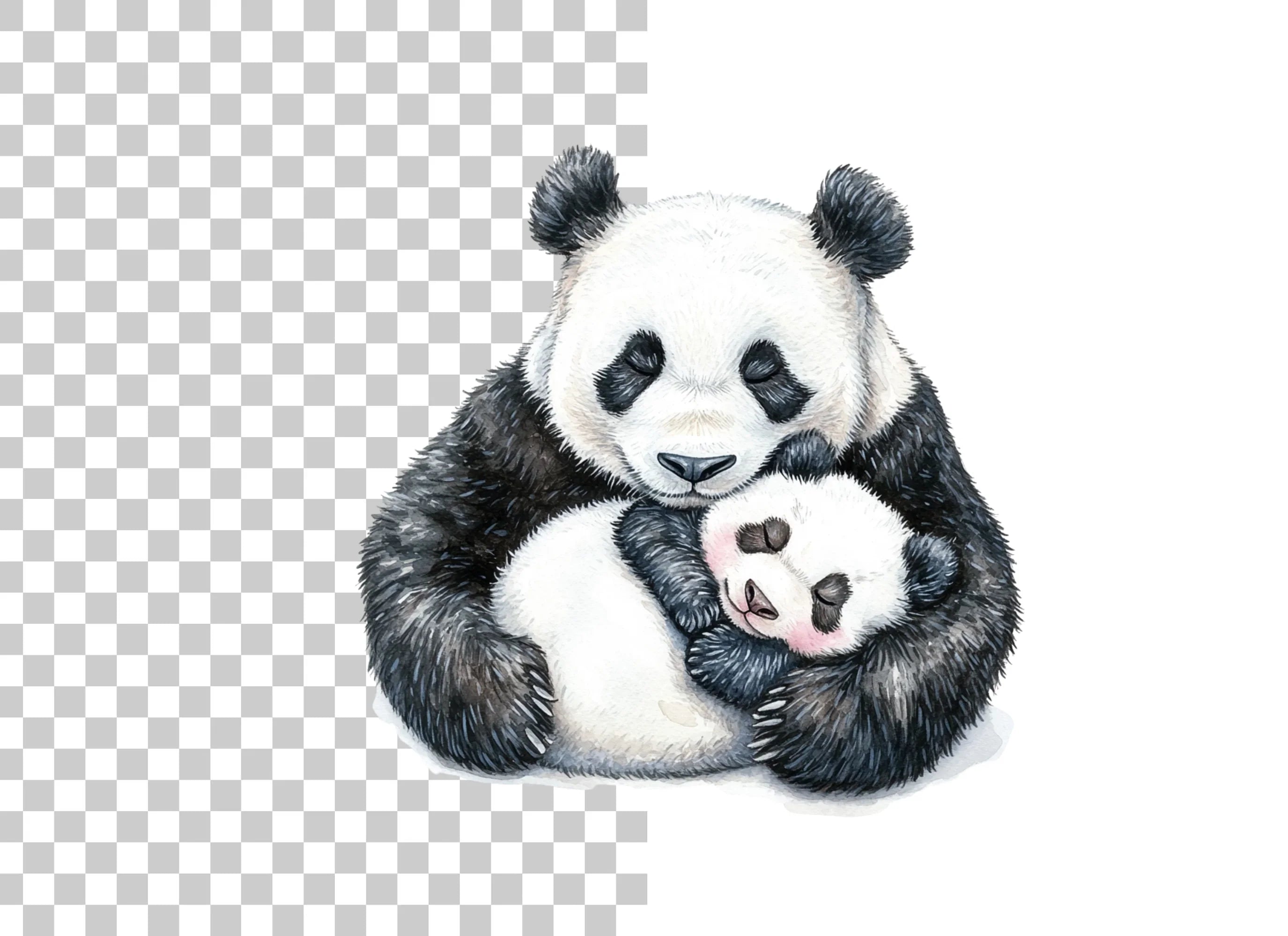 Sweet Panda Mom and Baby Clipart Bundle