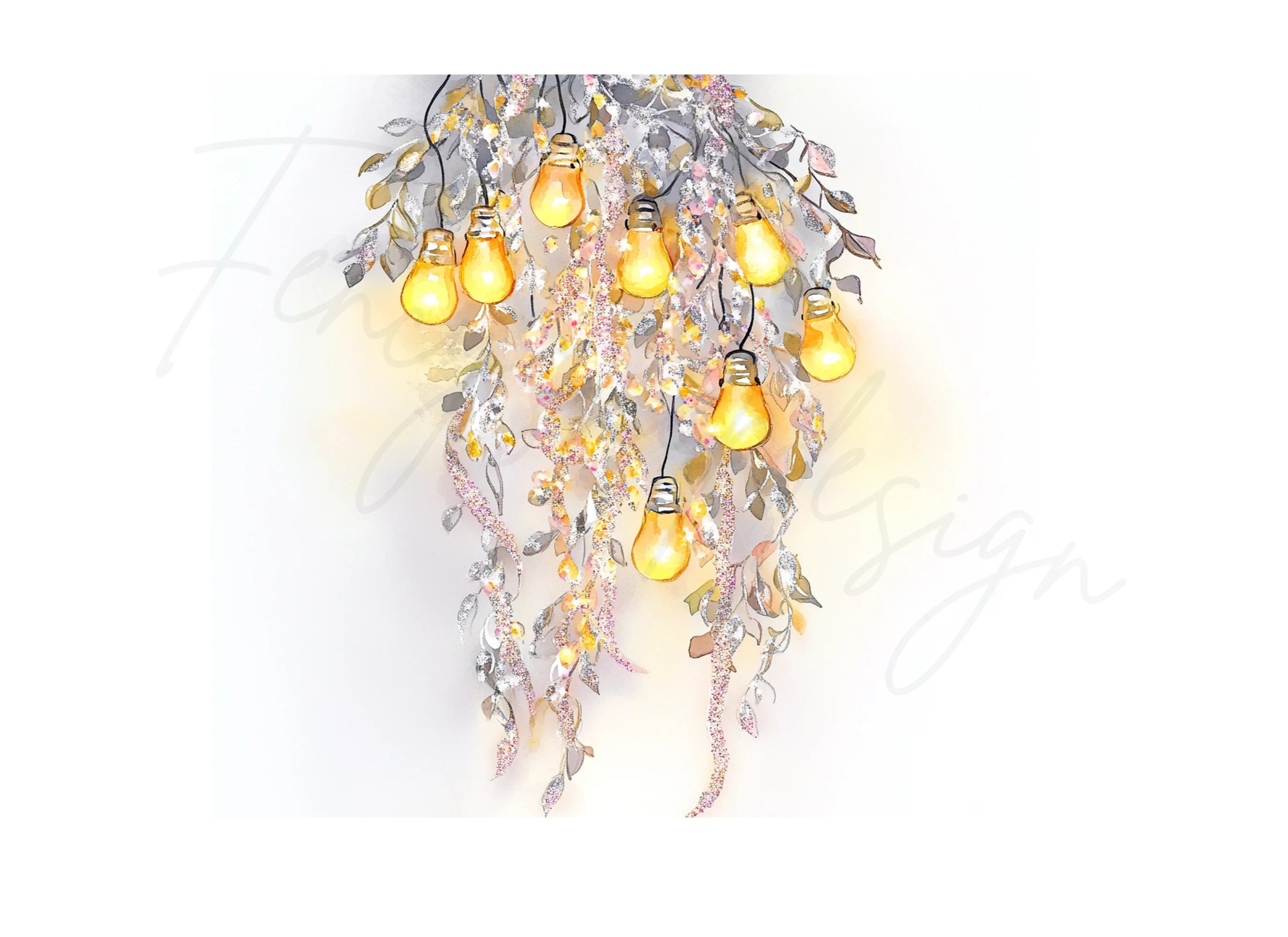 Sparkling Garland Lights Clipart Bundle