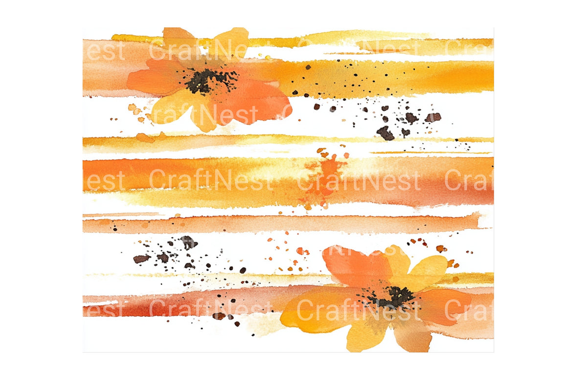 Autumn Floral Stripes Designs Clipart Bundle