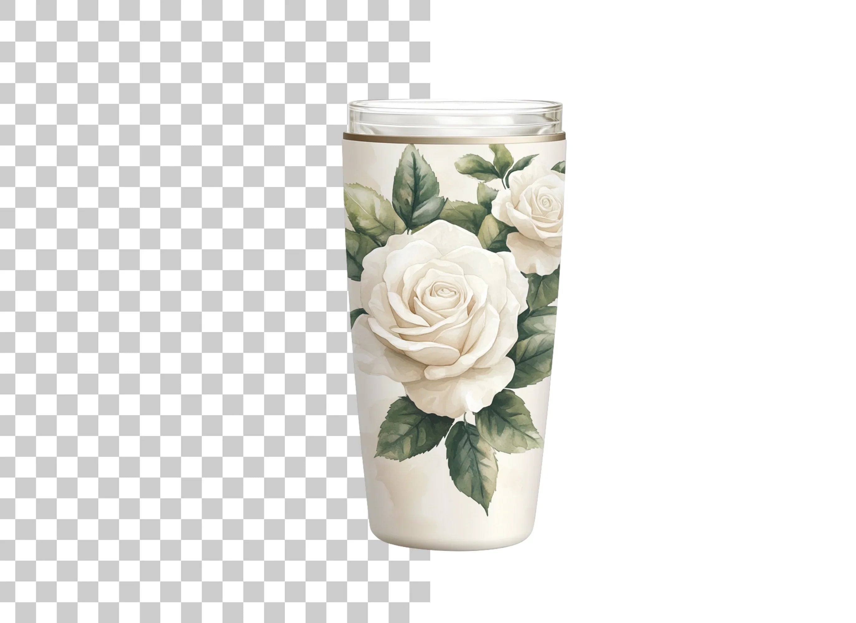 White Rose Tumbler Clipart Bundle