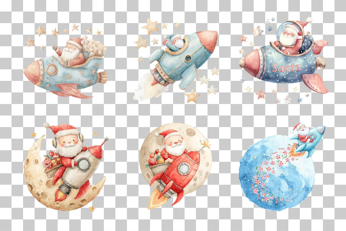 Santa and Rocket Clipart Bundle - CraftNest - Digital Crafting and Art