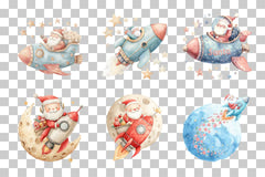 Santa and Rocket Clipart Bundle - CraftNest - Digital Crafting and Art