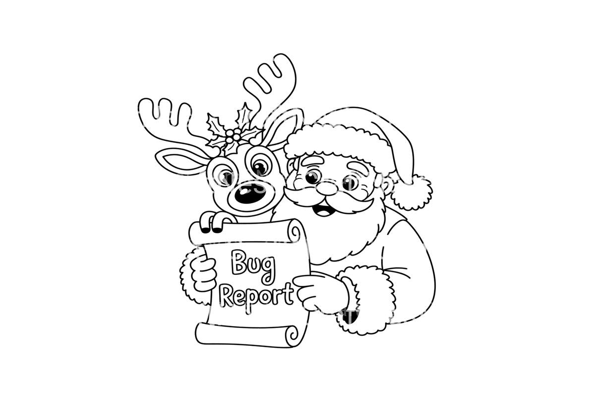Santa and Reindeer Bug Report Coloring Books