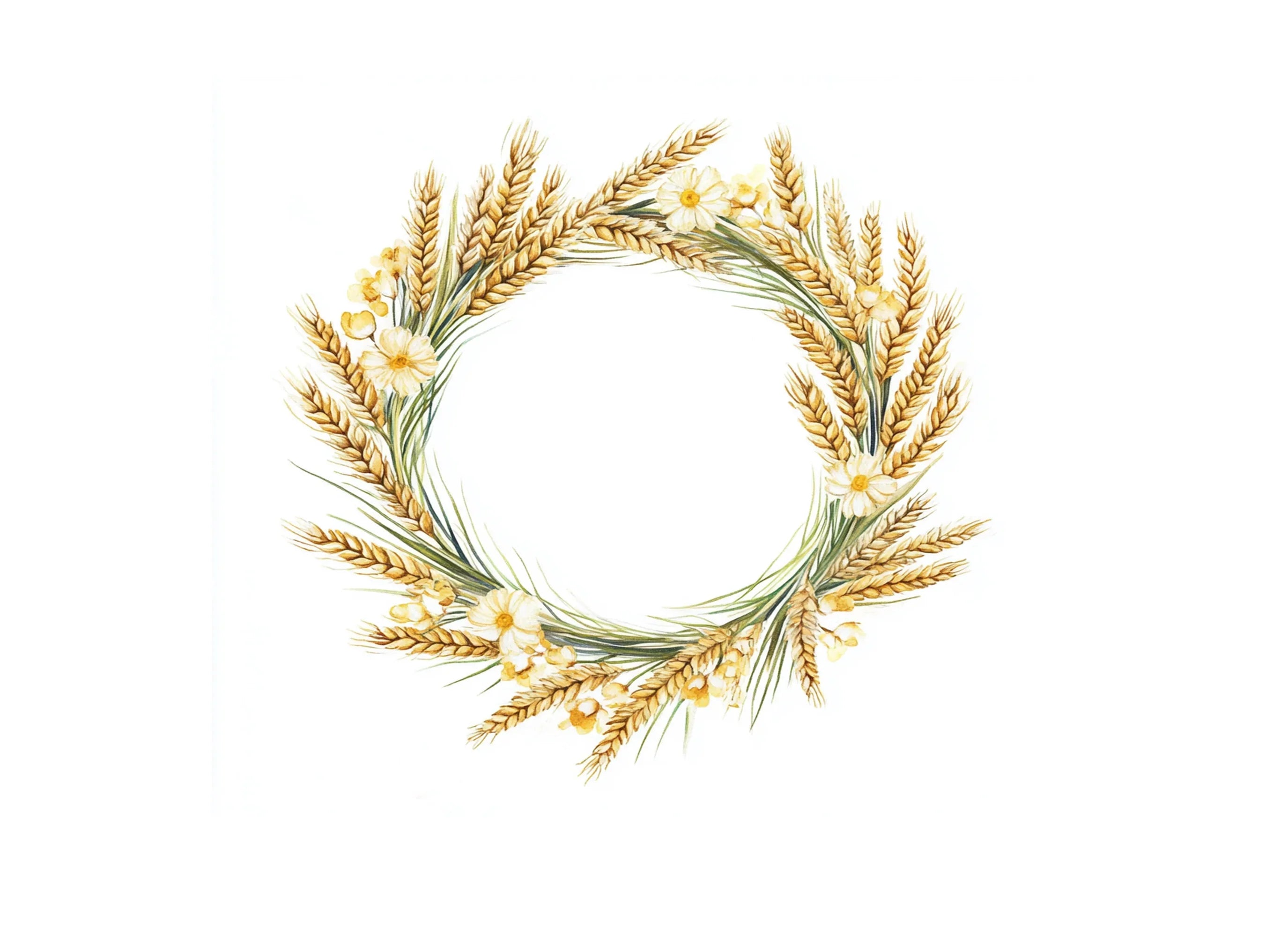 Daisy and Wheat Wreath Clipart Bundle