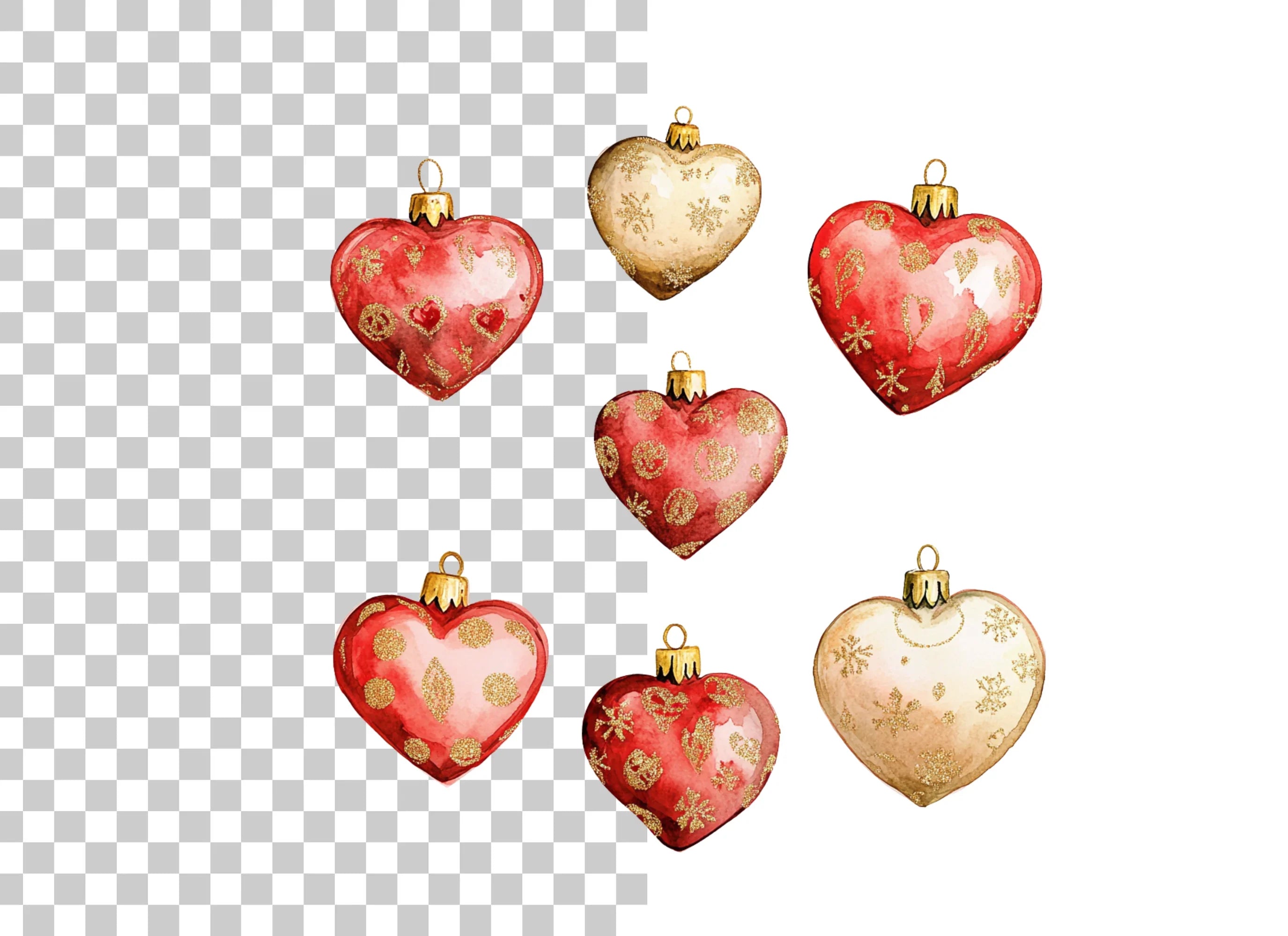 Festive Heart Ornament Clipart Bundle