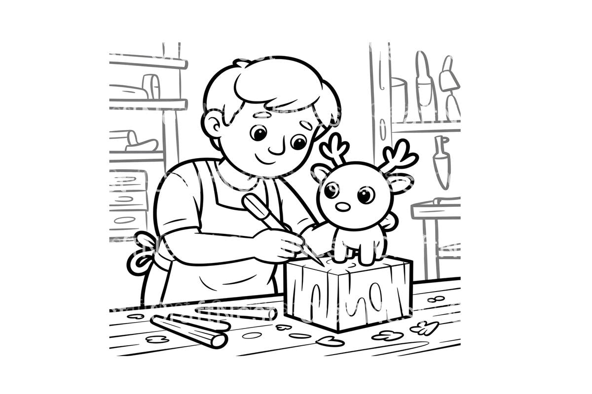 Carving Reindeer Christmas Coloring Books
