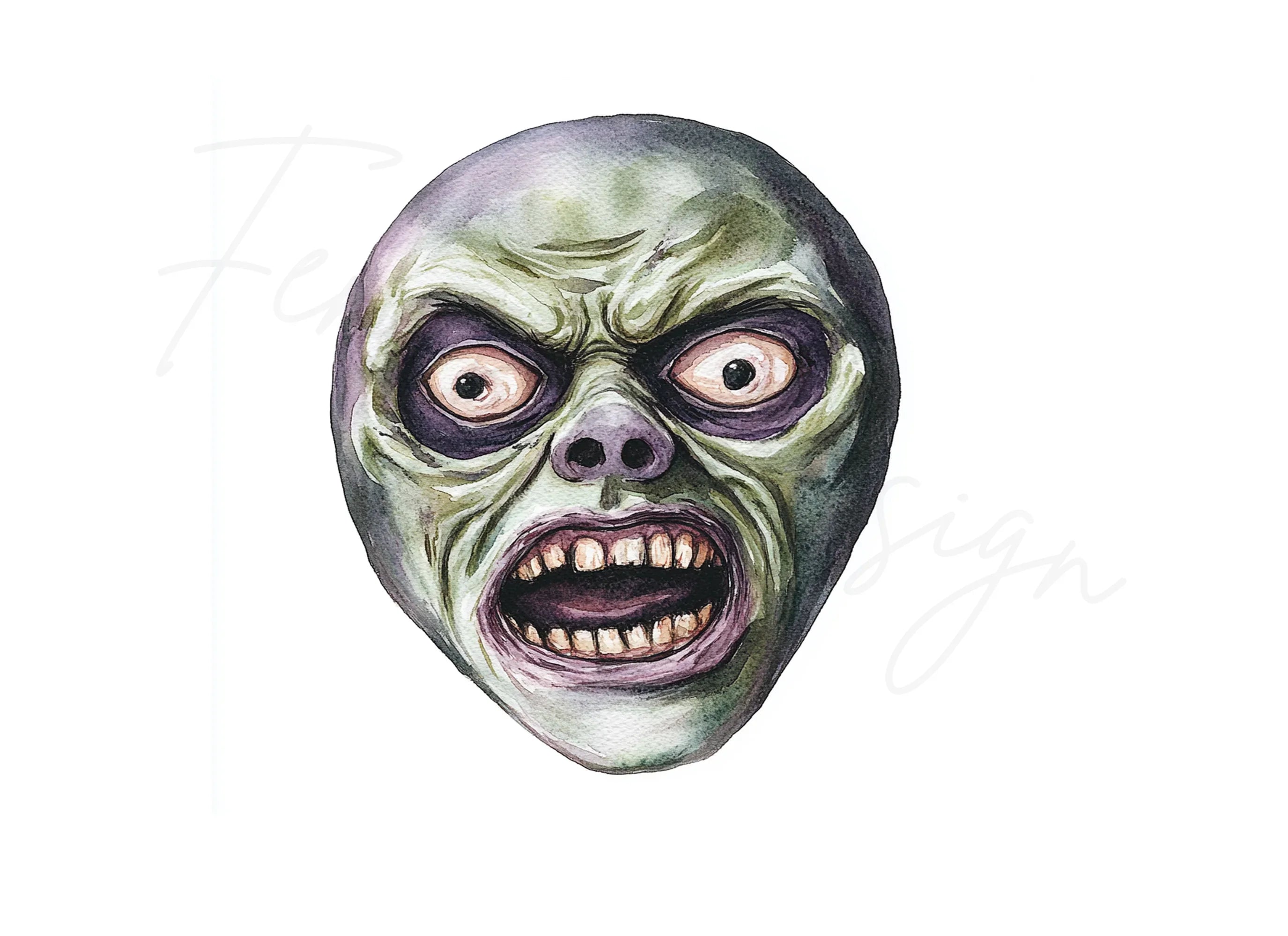 Zombie Faces Halloween Clipart Bundle