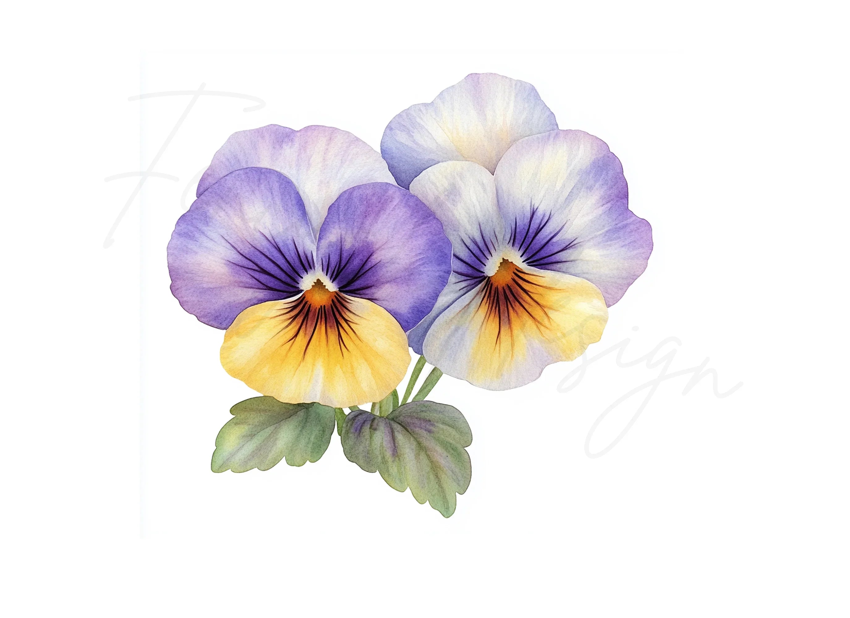 Delicate Purple Pansy Clipart Bundle