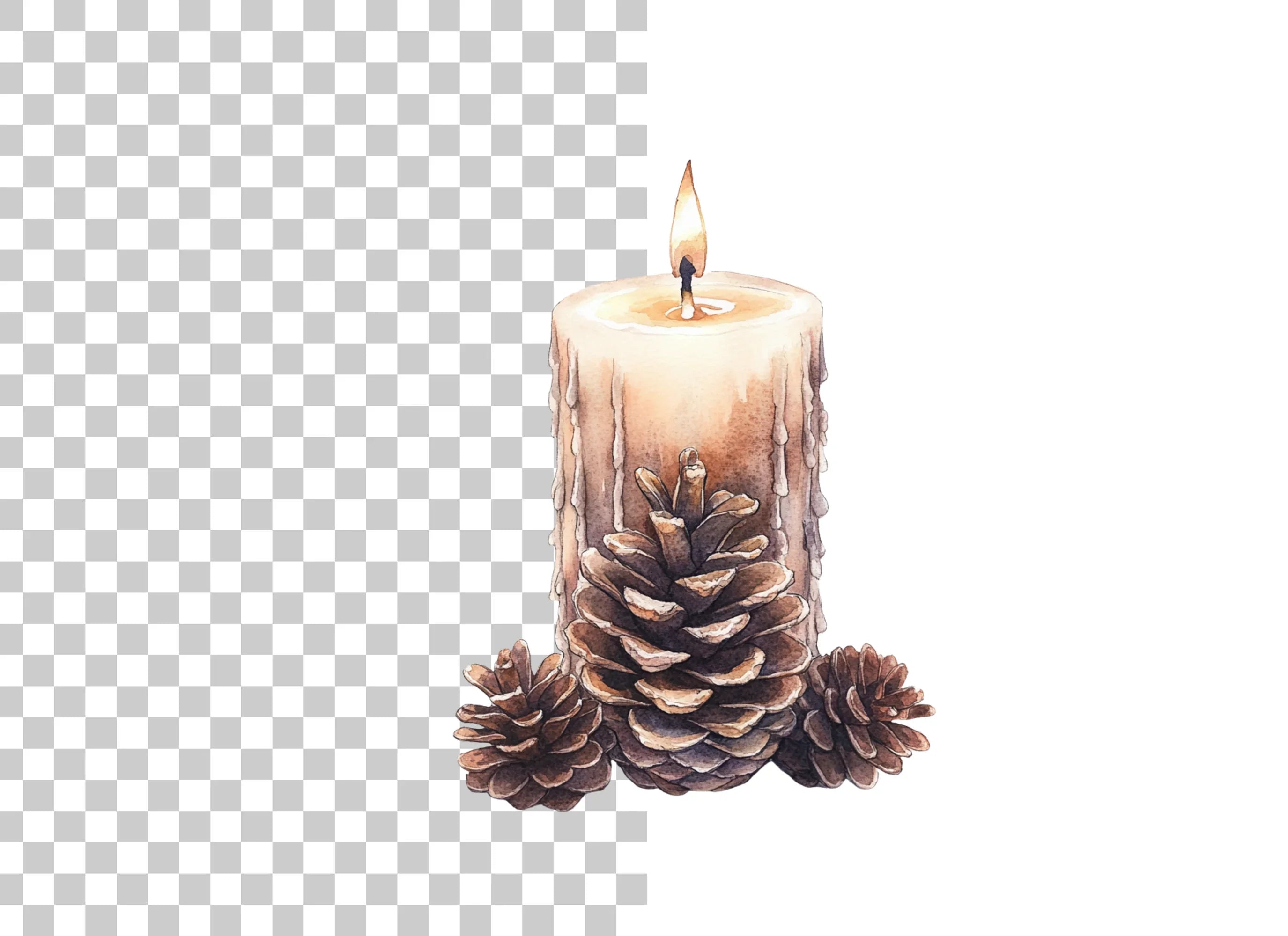 Pinecones Candle Clipart Bundle