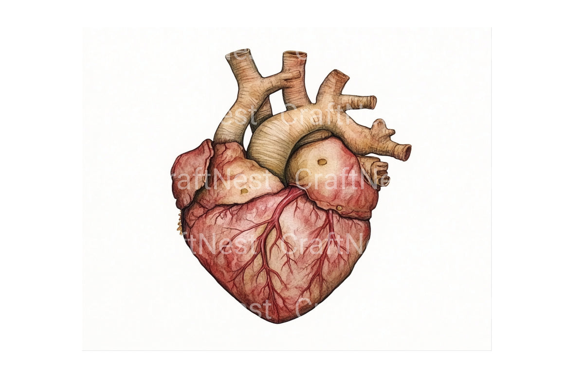 Anatomical Heart Illustration Clipart Bundle