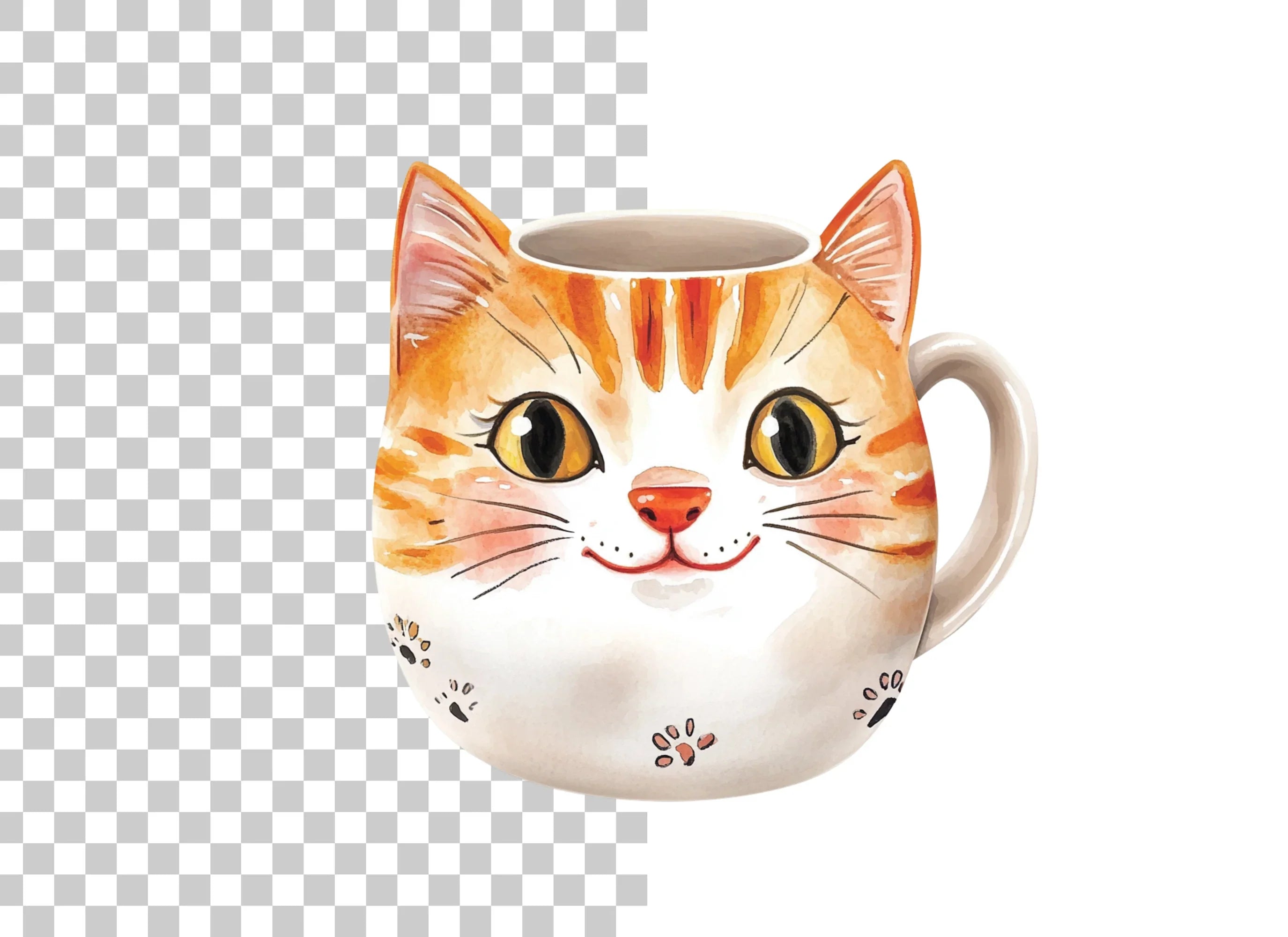 Cute Cat Mugs Clipart Bundle