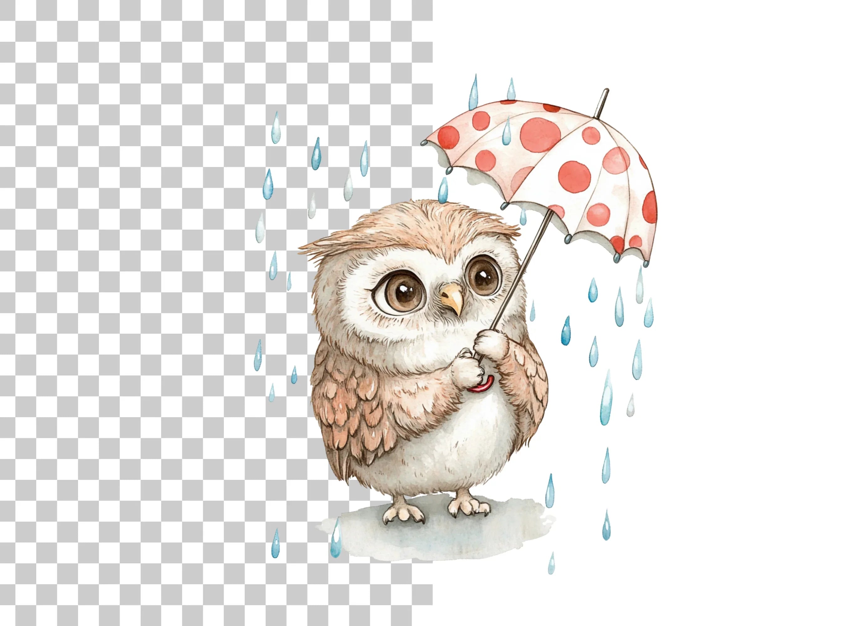 Owls with Umbrellas Clipart Bundle