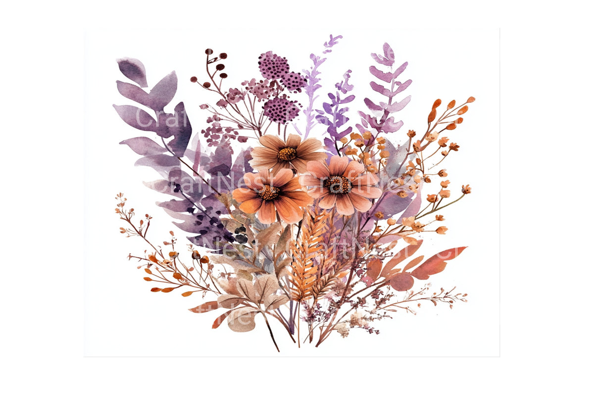 Autumn Floral Arrangements Artwork Clipart Bundle