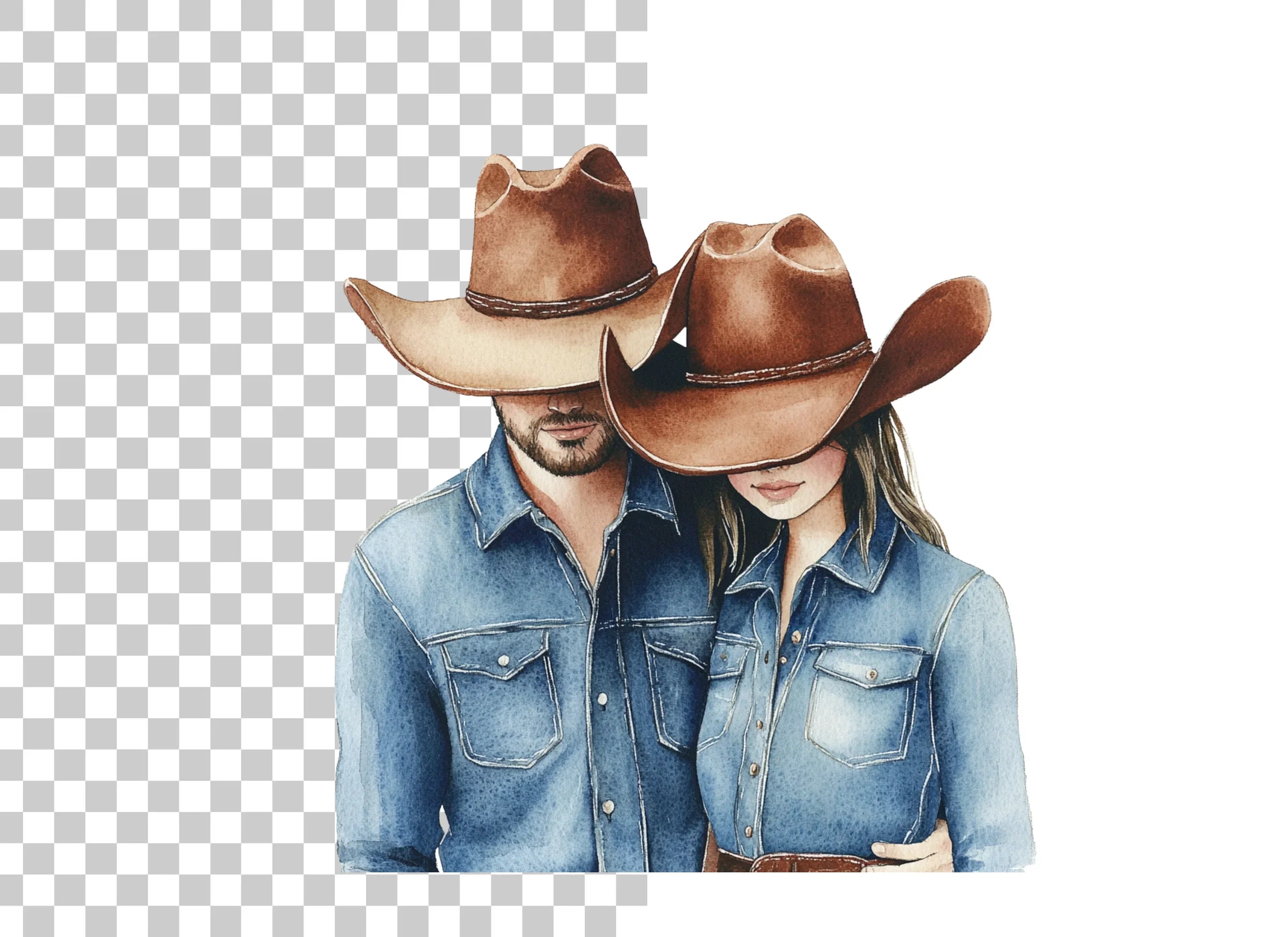 Denim Cowboy Couples Clipart Bundle