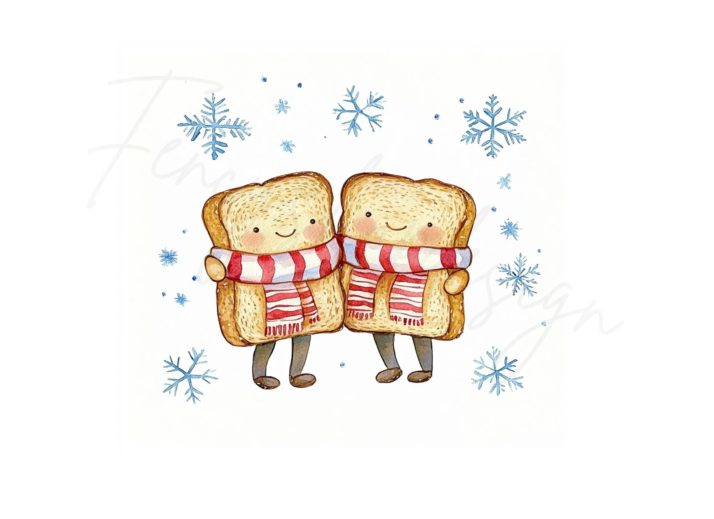 Cute Toast Friends Winter Clipart Bundle