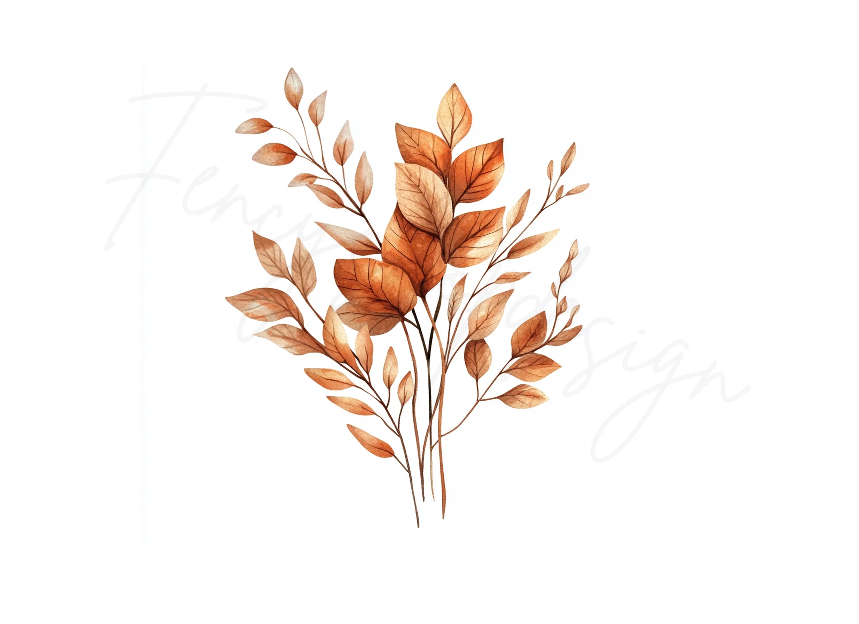 Boho Autumn Foliage Clipart Bundle