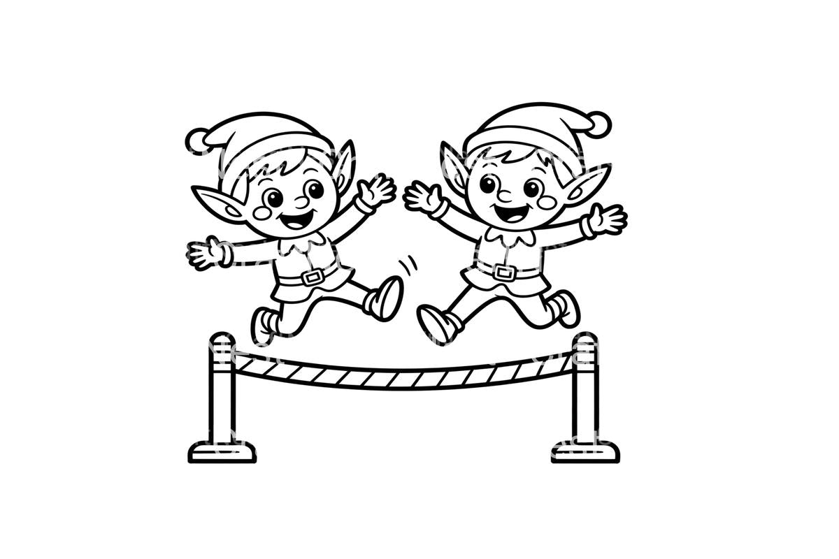 Christmas Elf Jumping Coloring Books