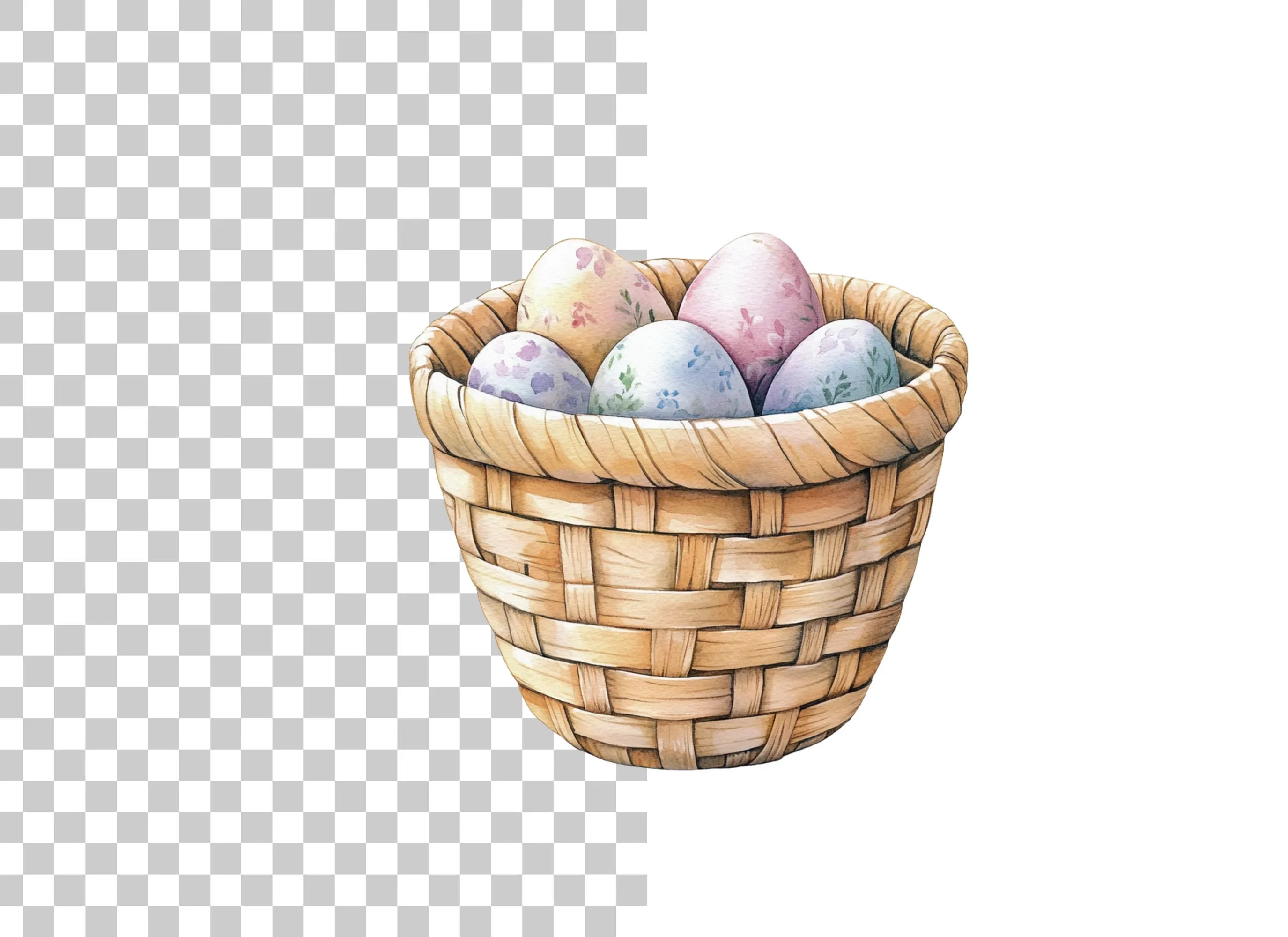 Easter Eggs in Basket Clipart Bundle