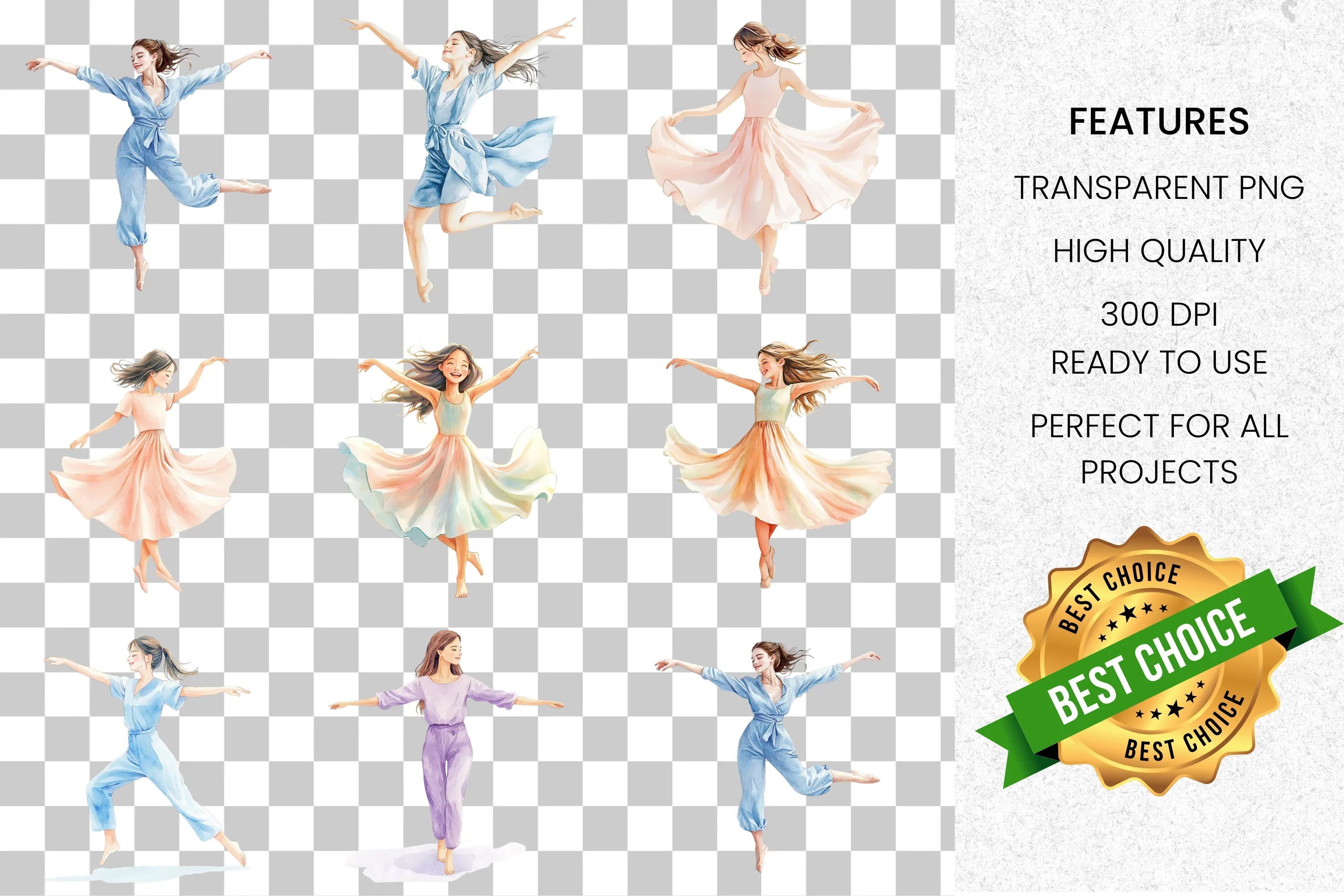 Graceful Dance Illustrations Clipart Bundle
