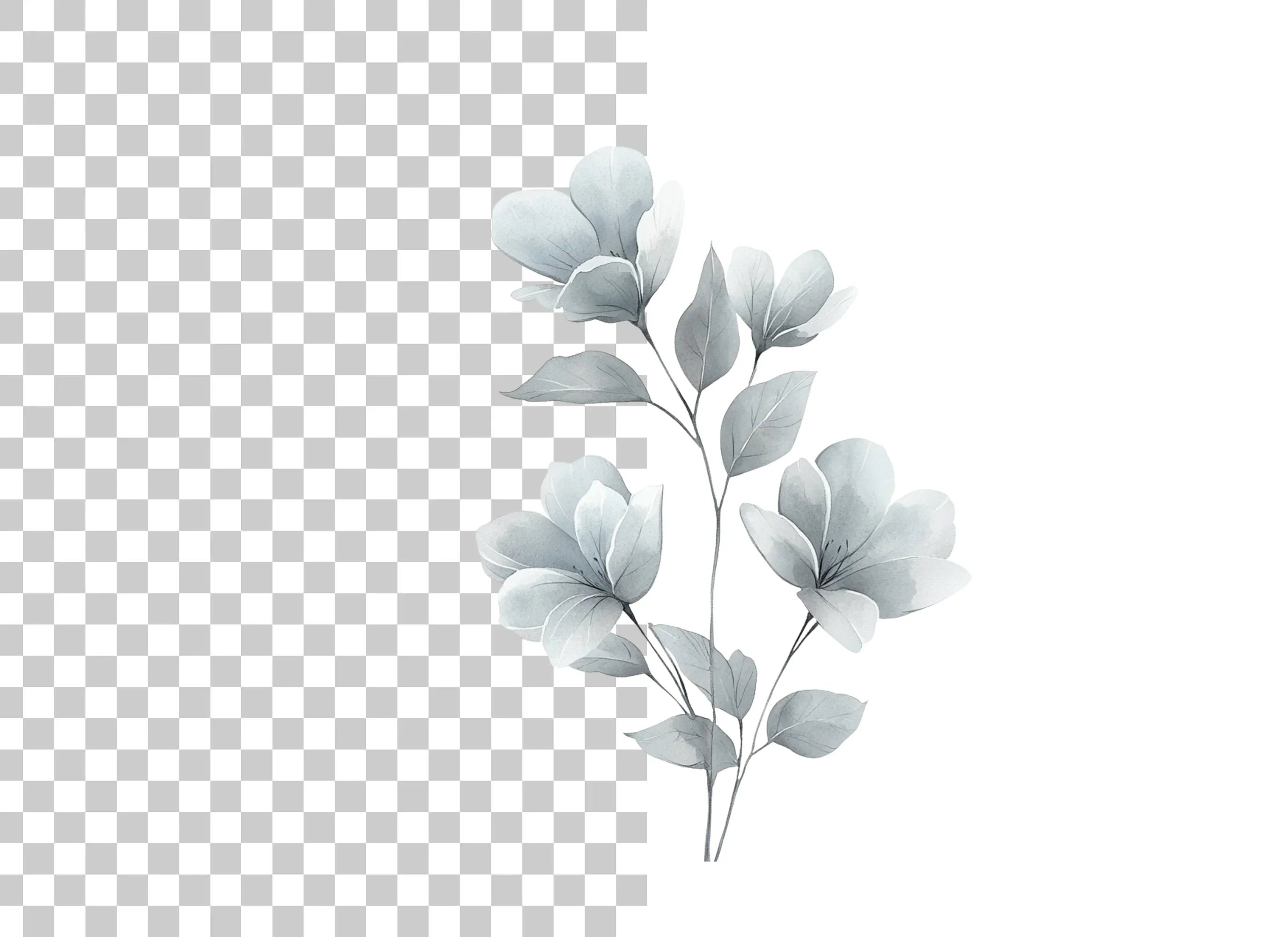 Elegant Gray Floral Clipart Bundle