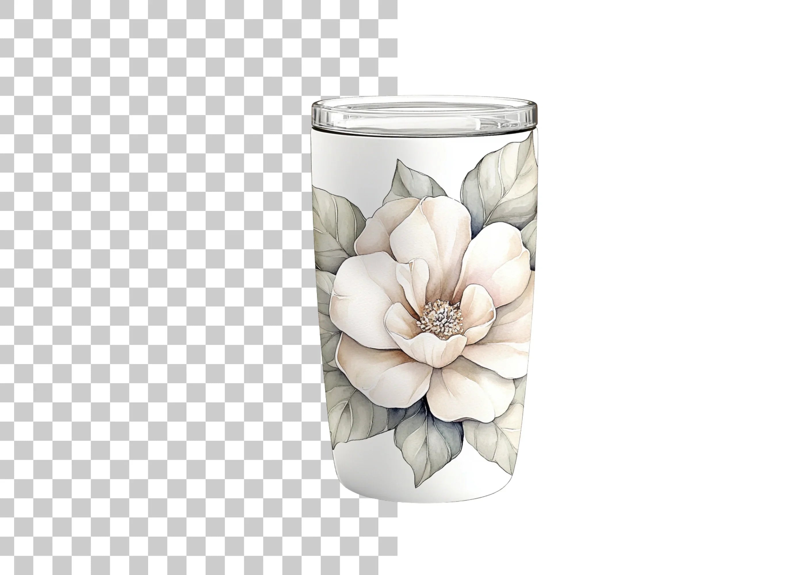 Elegant Magnolia Tumbler Clipart Bundle