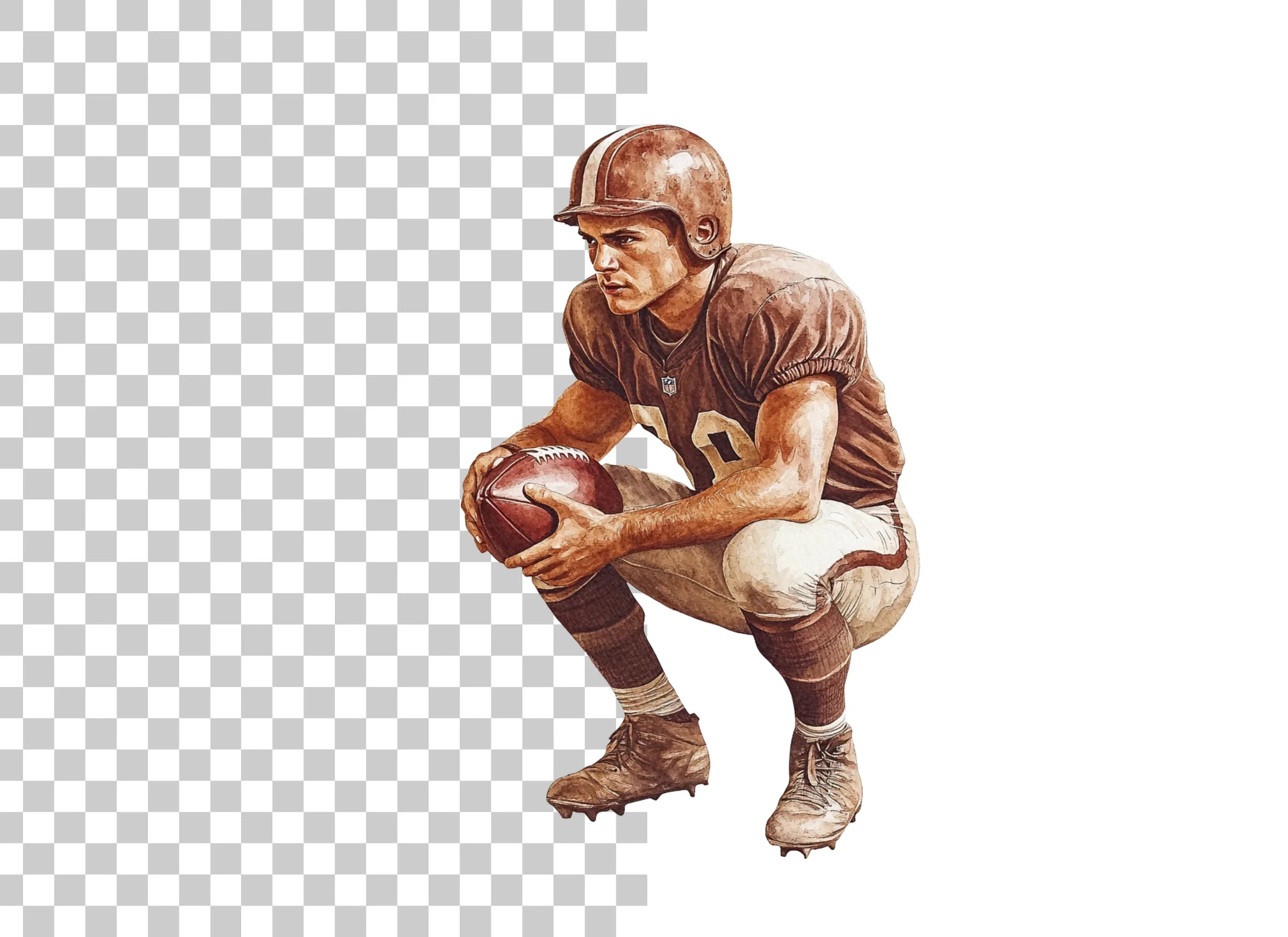Vintage Football Players Clipart Bundle