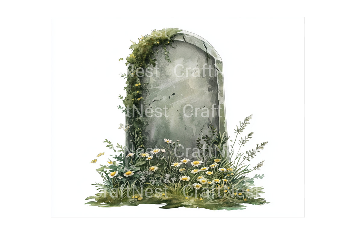 Mossy Gravestone Clipart Bundle