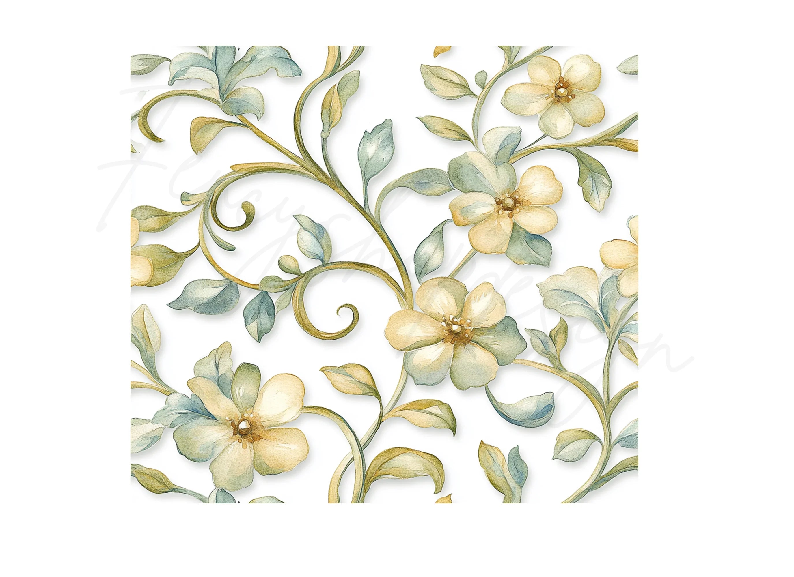 Floral Vines Seamless Pattern Clipart Bundle
