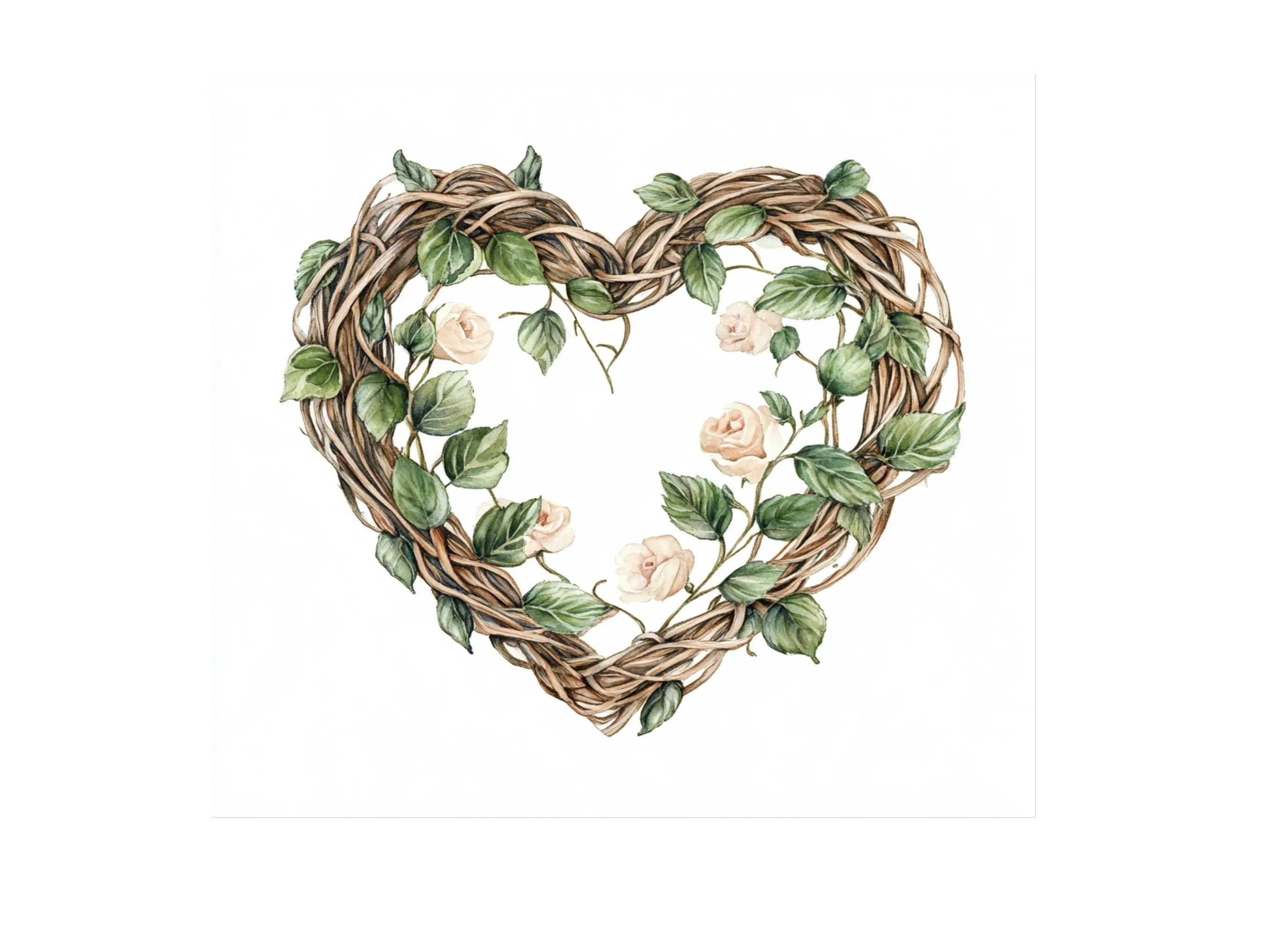 Floral Vine Heart Wreaths Clipart Bundle