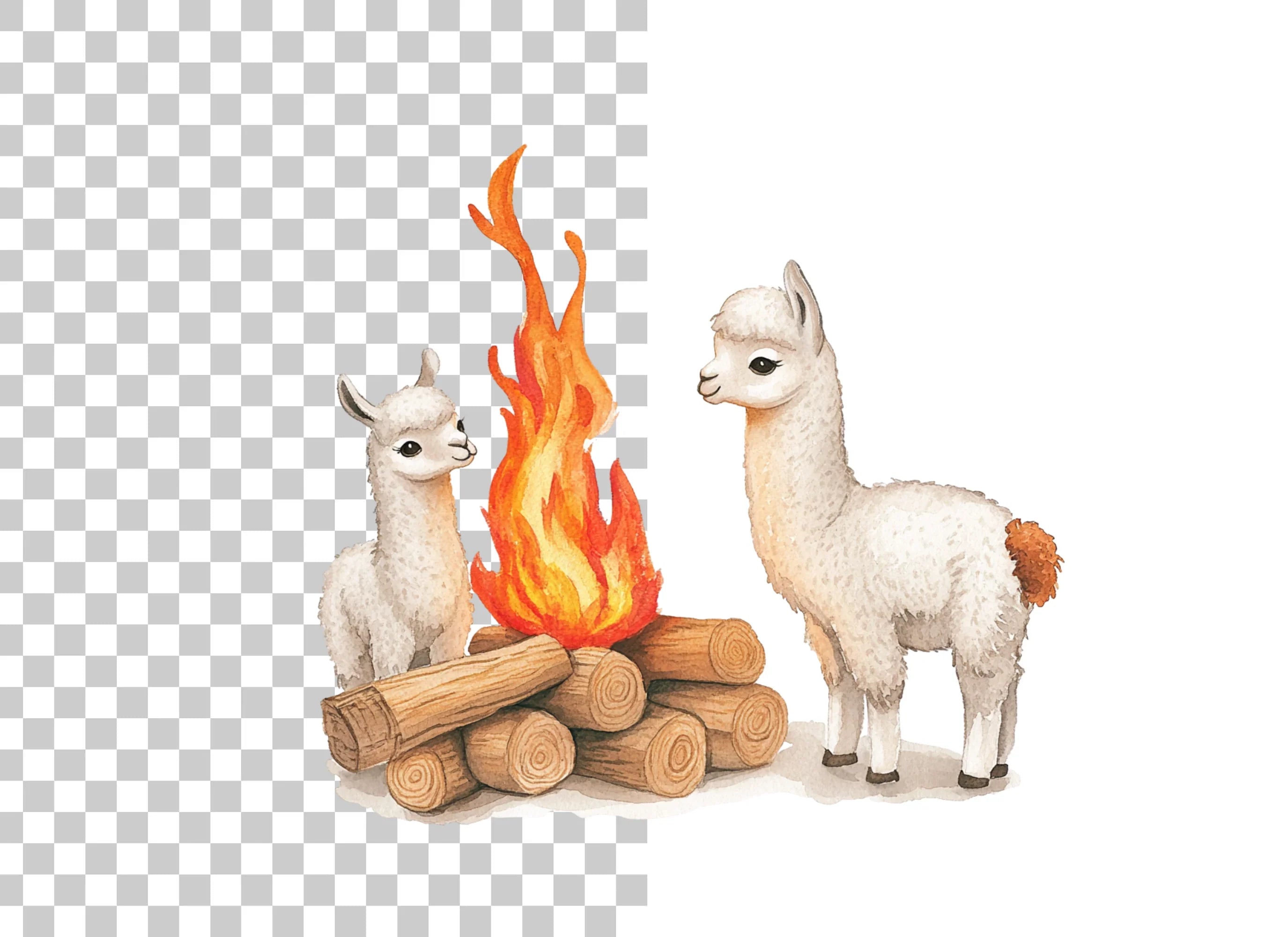 Cute Llama Campfire Clipart Bundle