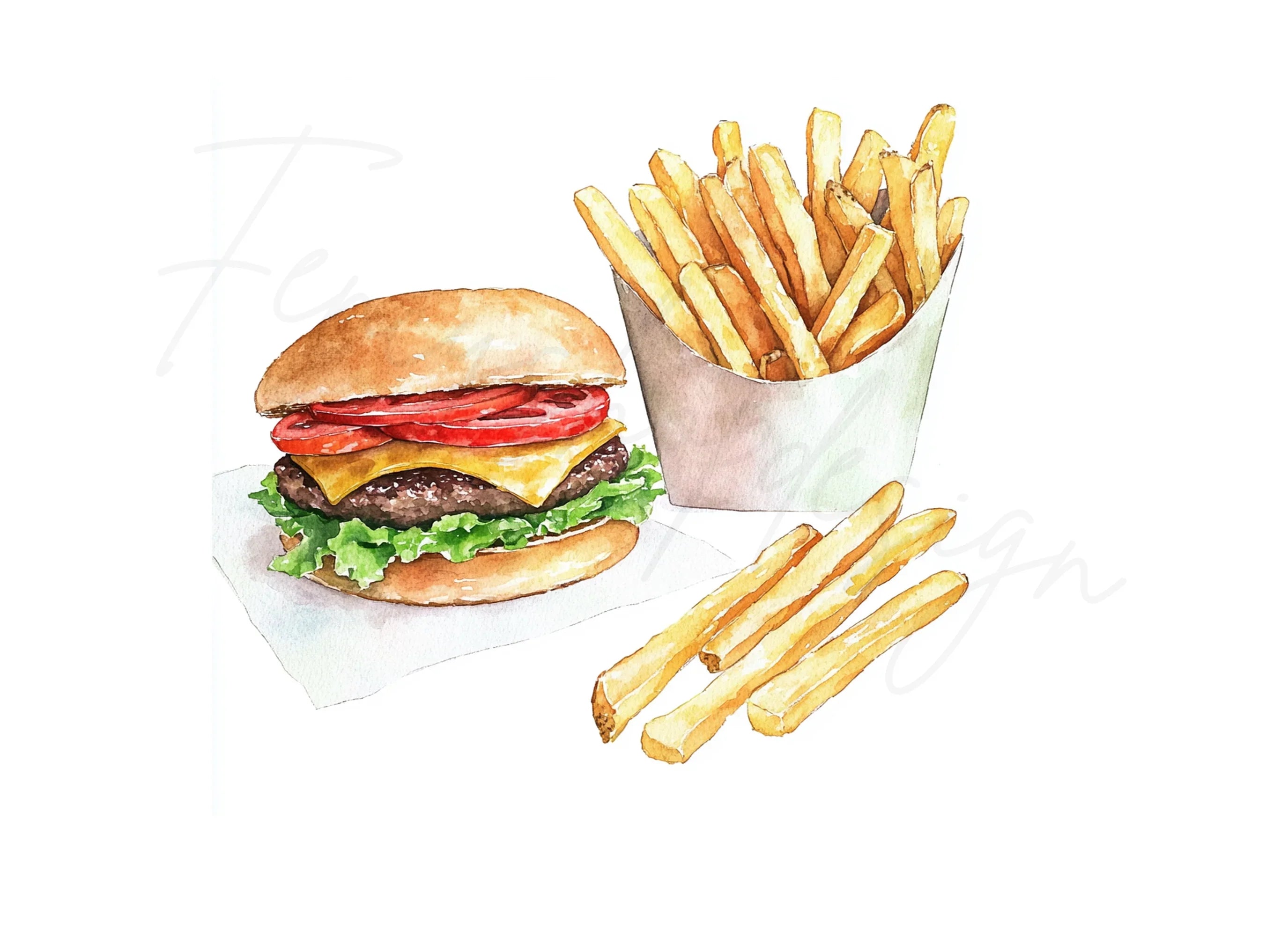 Burger and Fries Clipart Bundle