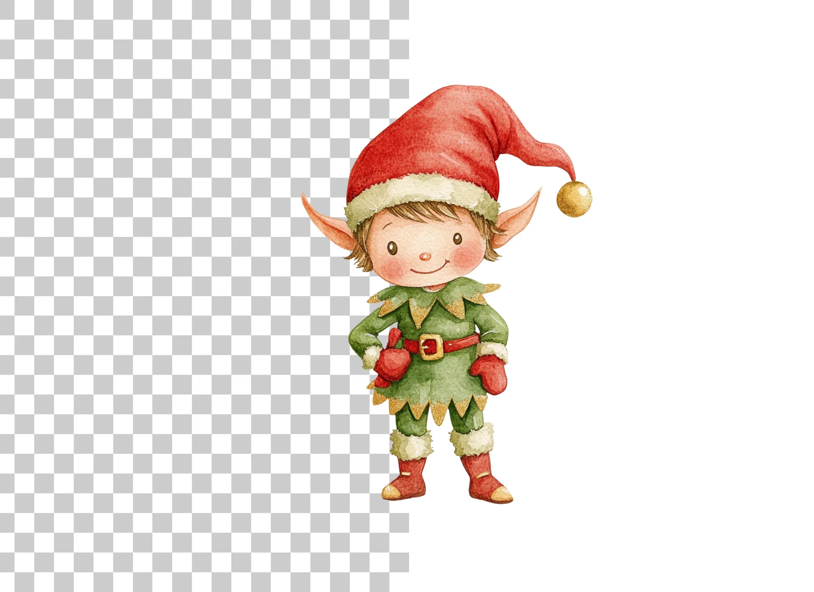 Cute Christmas Elves Clipart Bundle