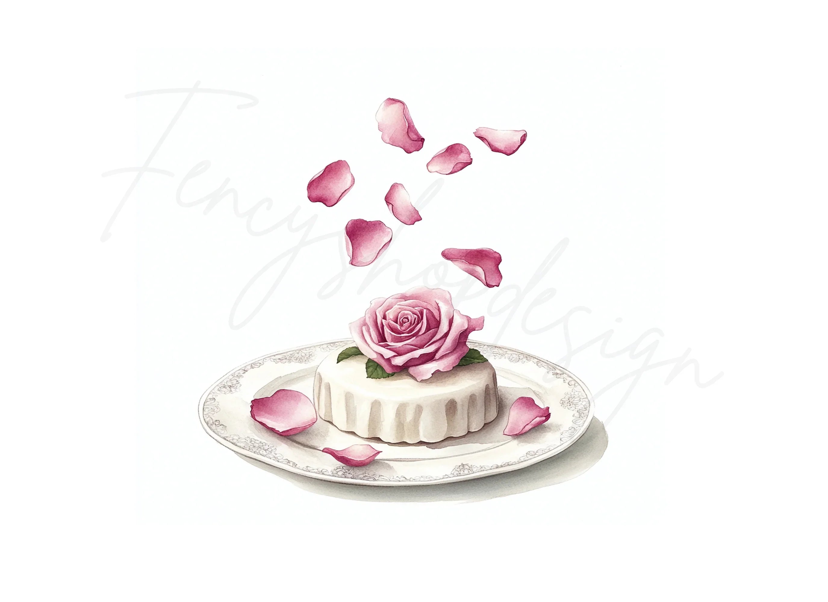 Romantic Rose Cupcake Clipart Bundle