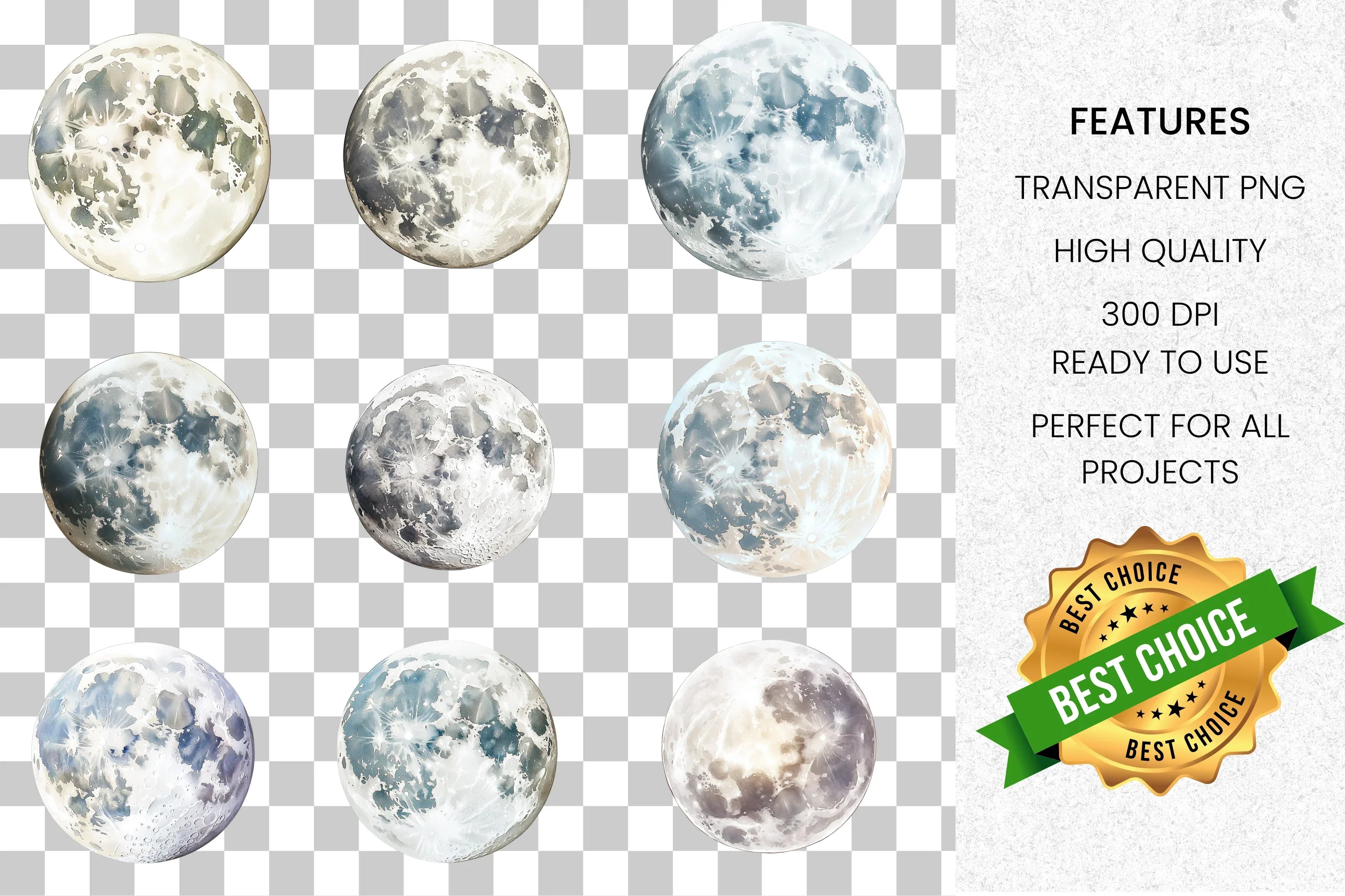 Variety of Moon Elements Clipart Bundle