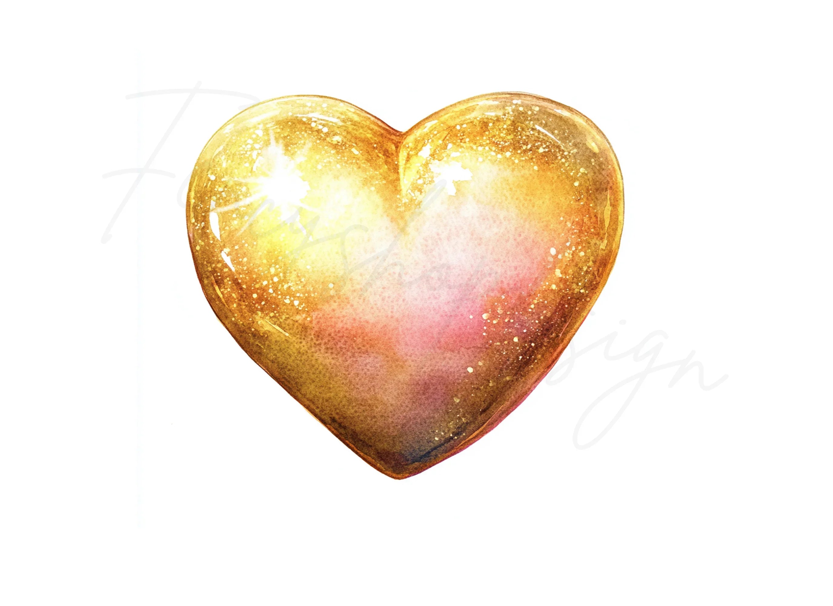 Sparkling Golden Hearts Clipart Bundle