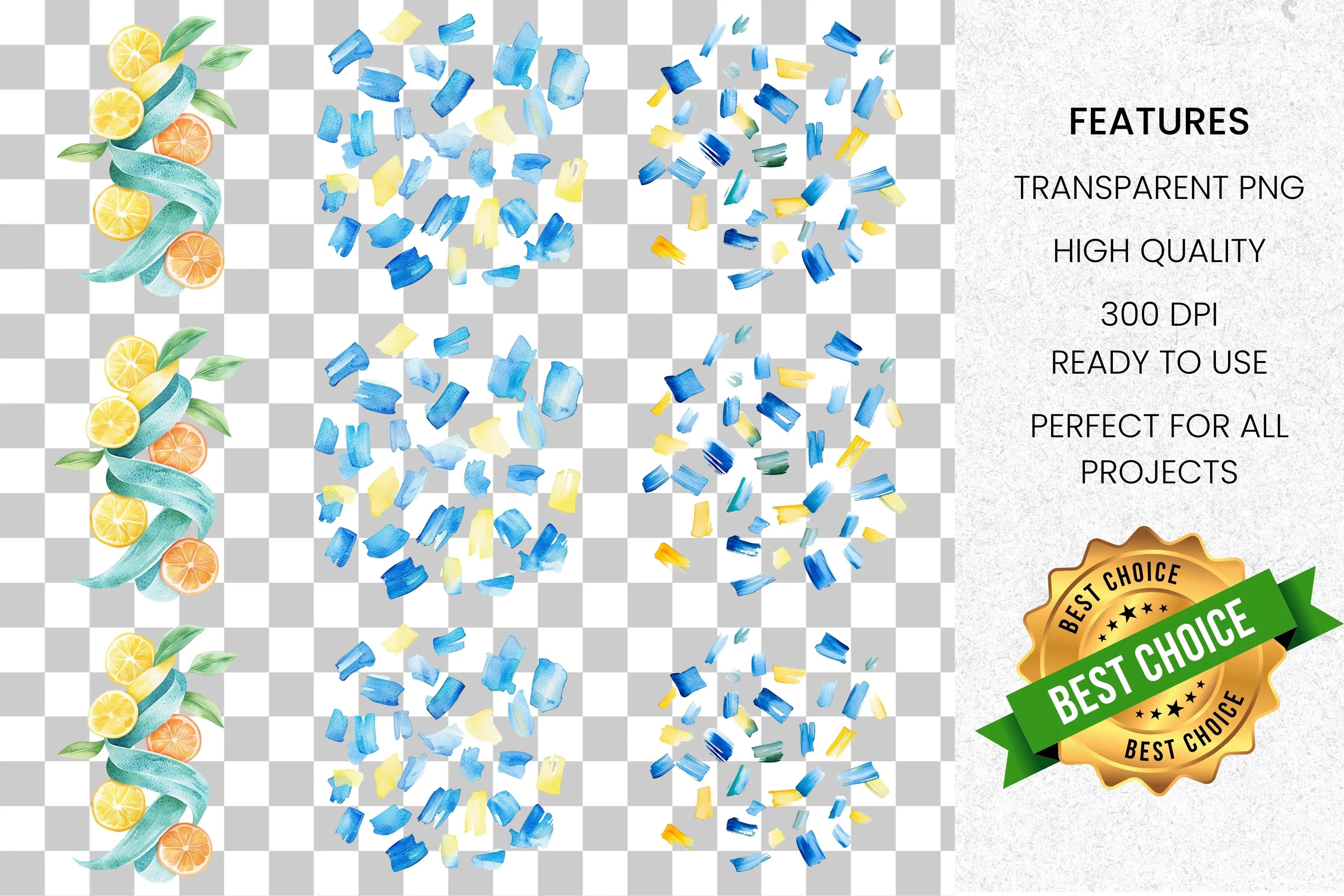 Abstract Citrus Shapes Clipart Bundle