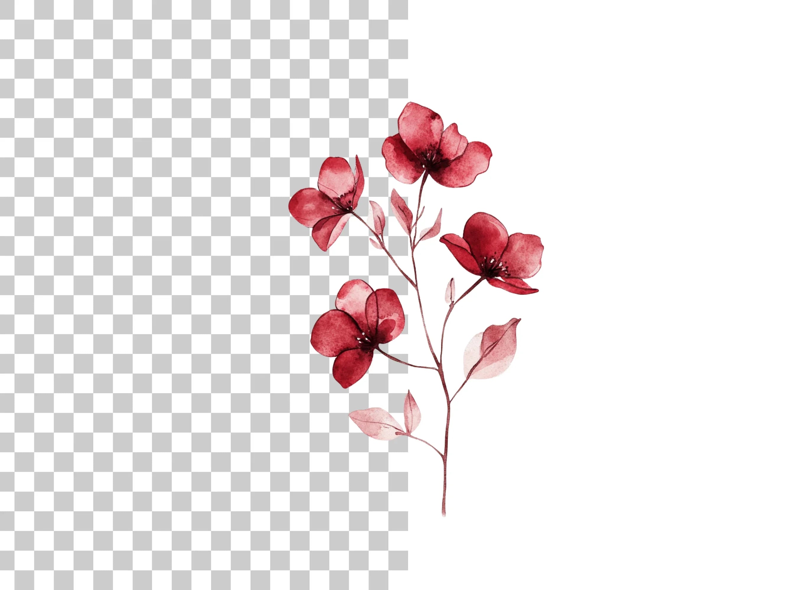 Deep Red Botanical Clipart Bundle