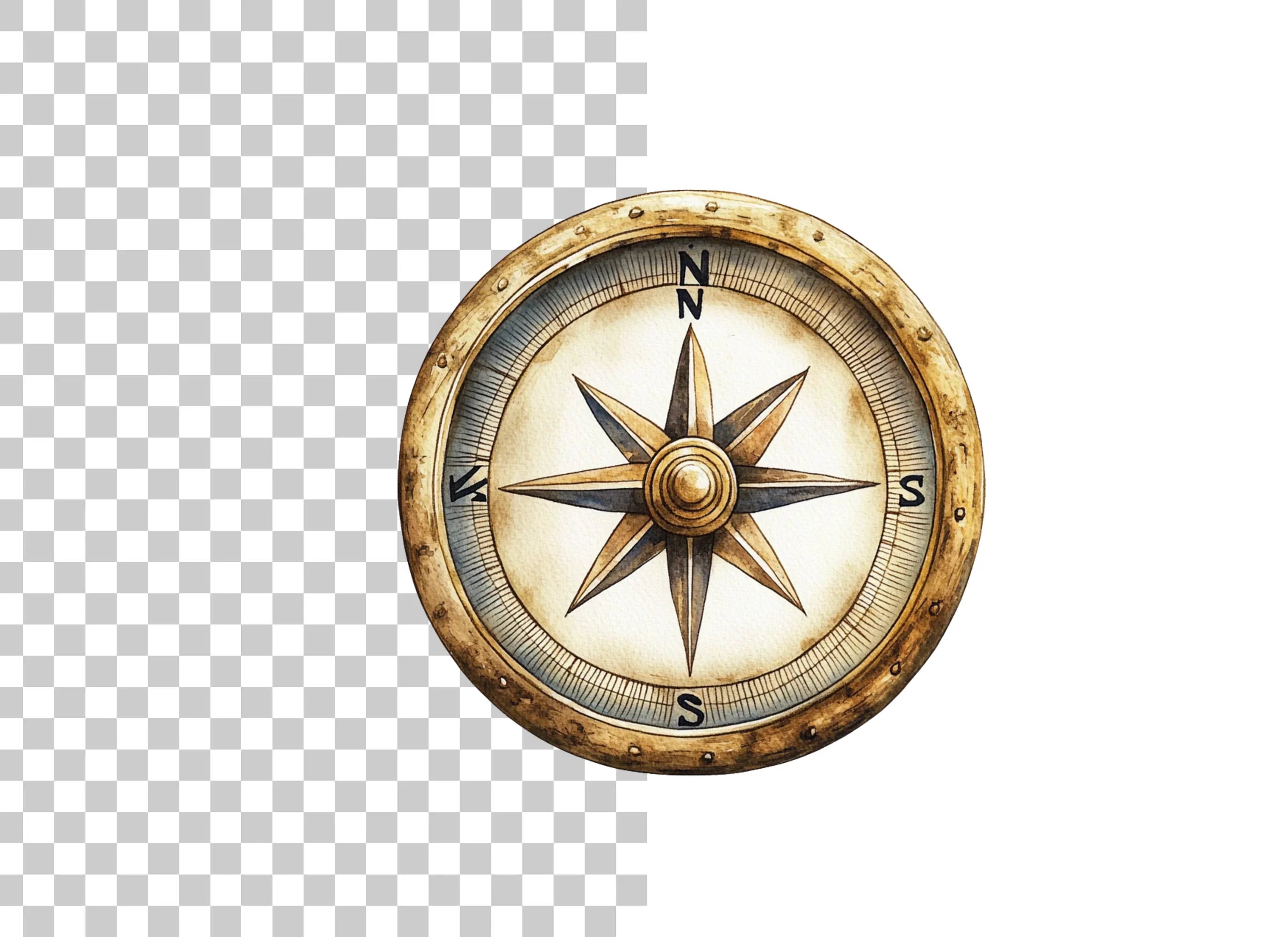 Gold Compass Clipart Bundle
