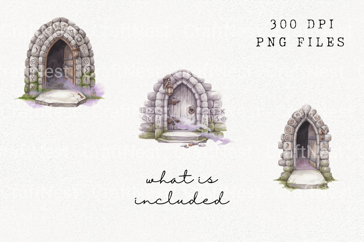 Mystical Stone Archways Clipart Bundle