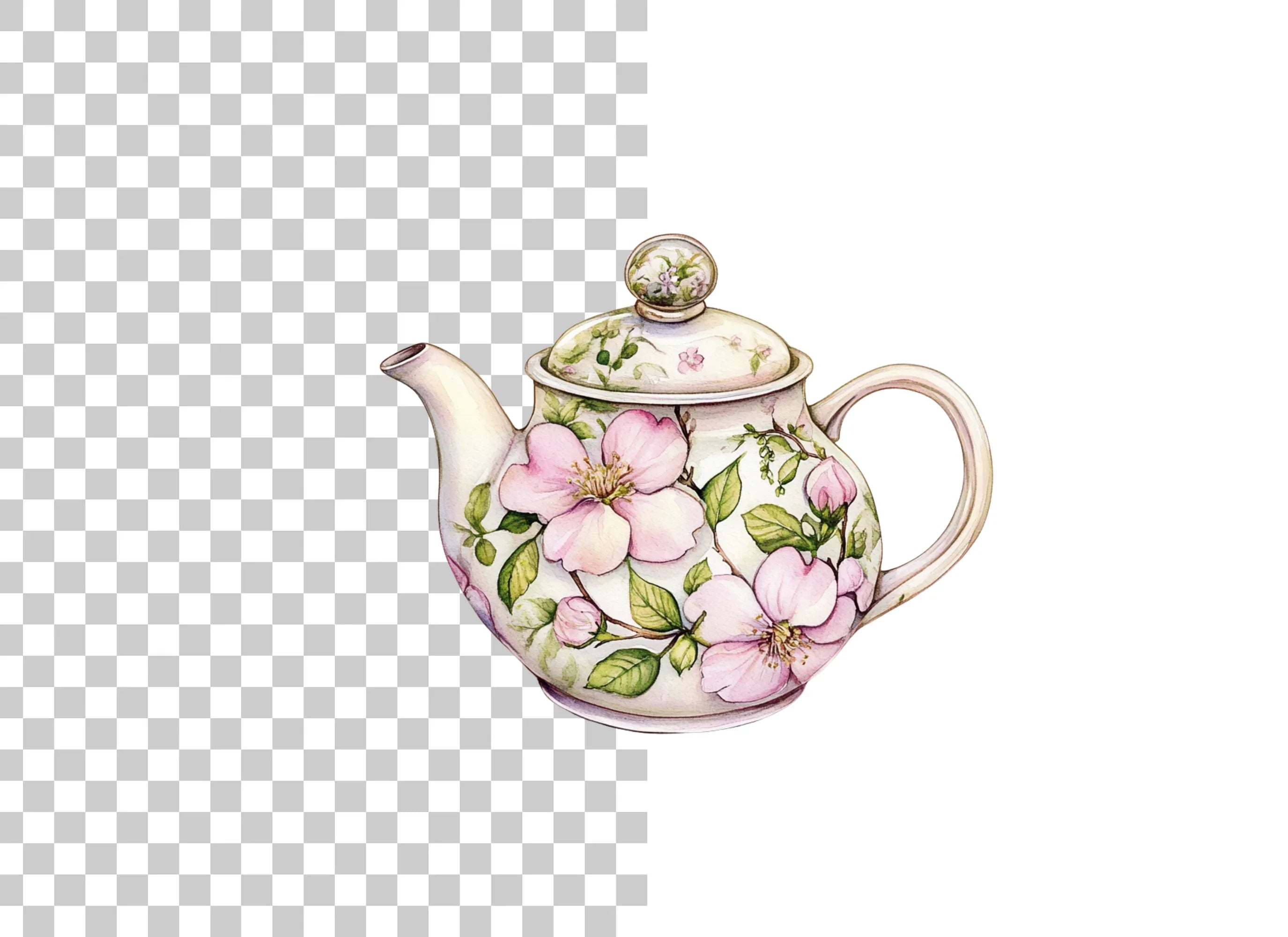 Floral Teapot Clipart Bundle