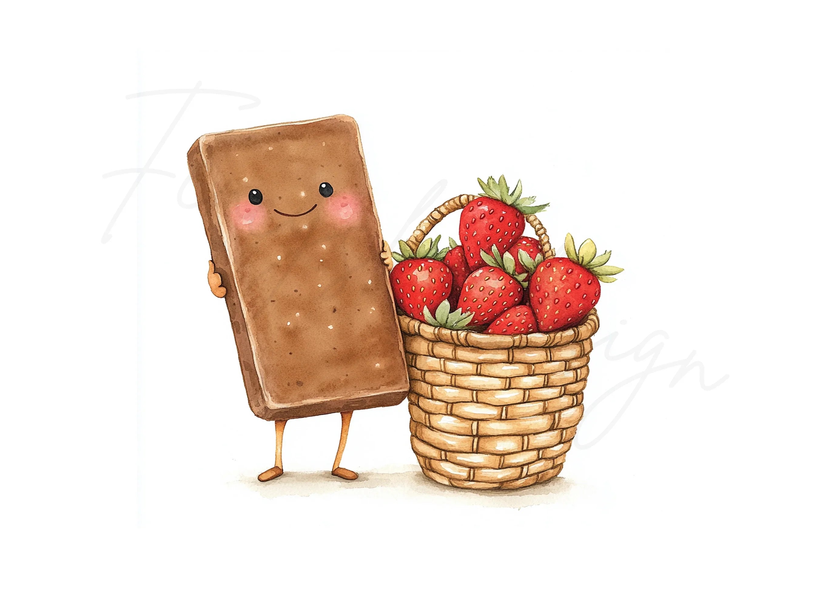 Cute Strawberry Chocolate Bar Clipart Bundle